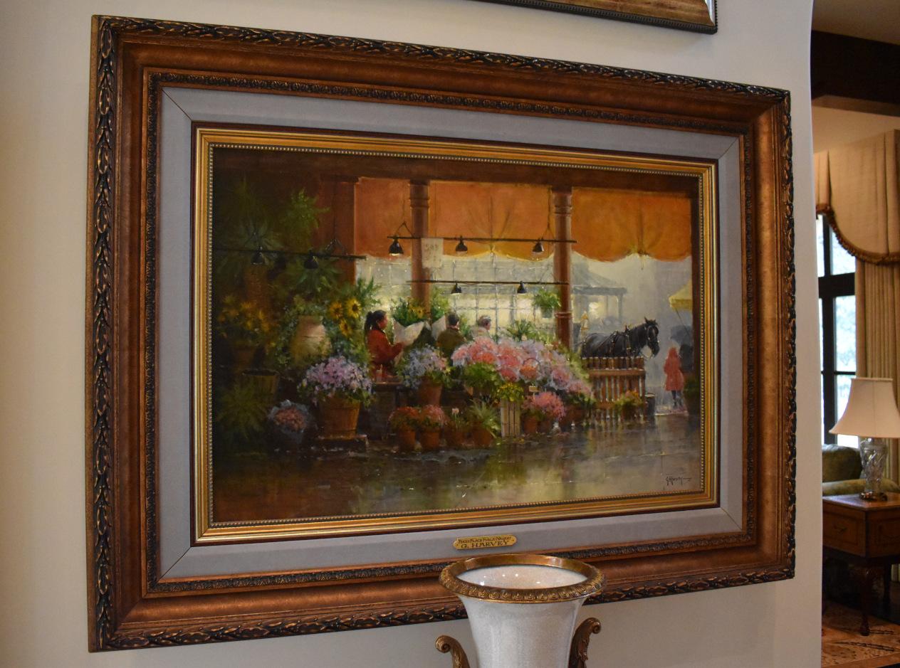 Landscape Painting G. Harvey - « COMME PLACE PUBLIC MARKET » FRAMÉÉ 34 X 46 CITY STREET SCENE G. HARVEY