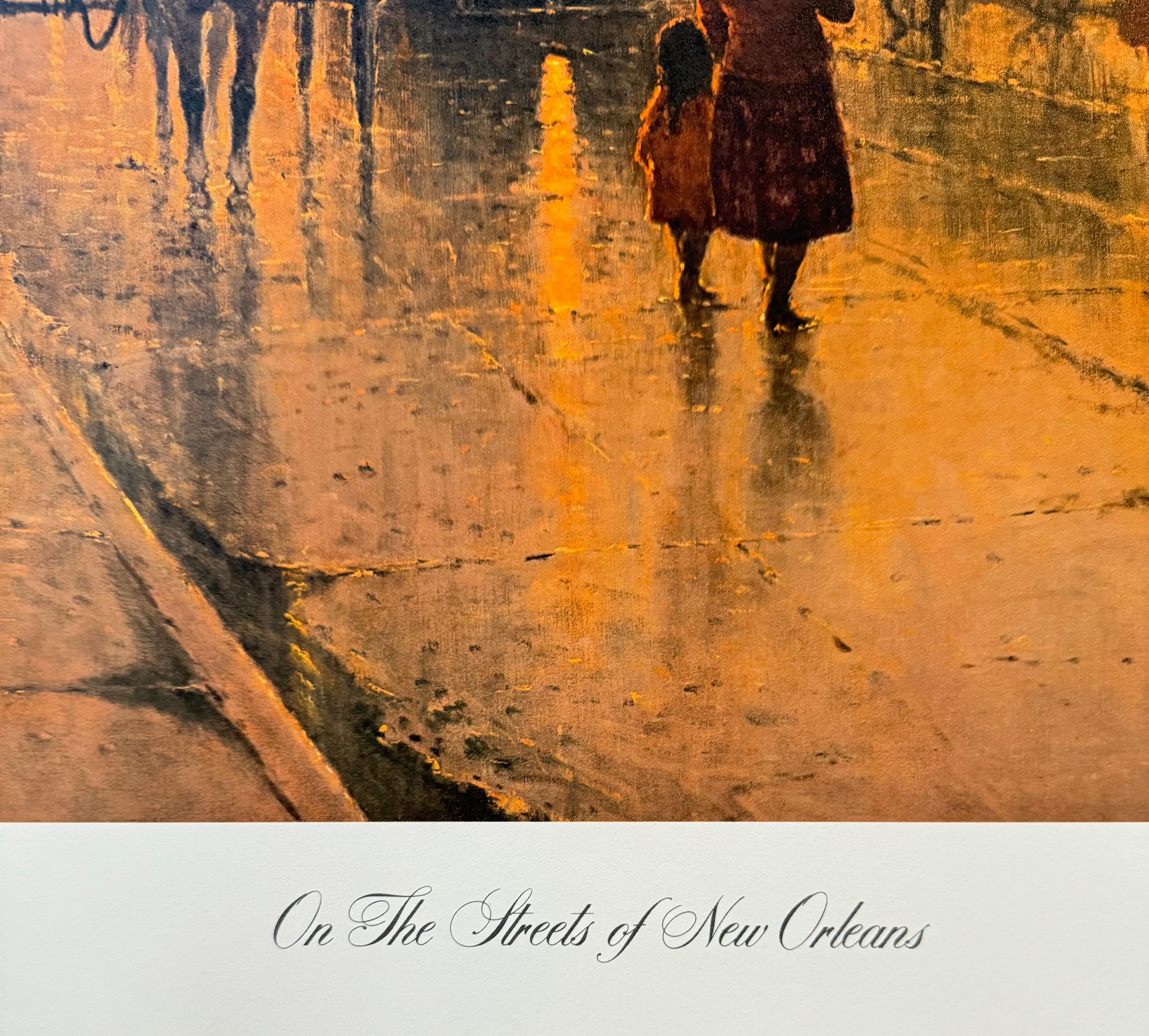 On the Streets of New Orleans - Brown Figurative Print by G. Harvey