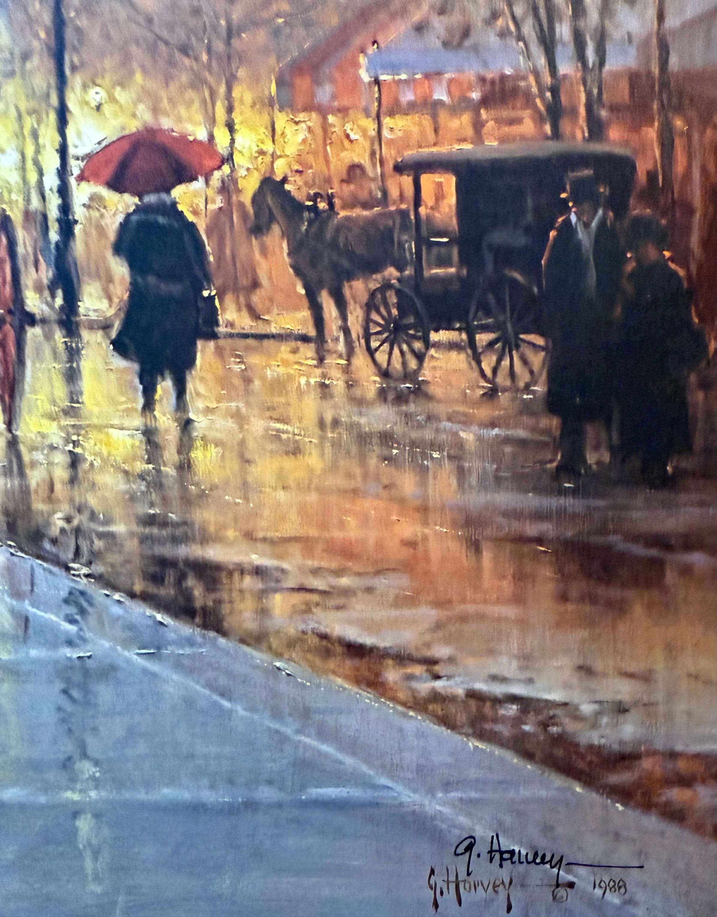 The Flower Cart - American Impressionist Print by G. Harvey