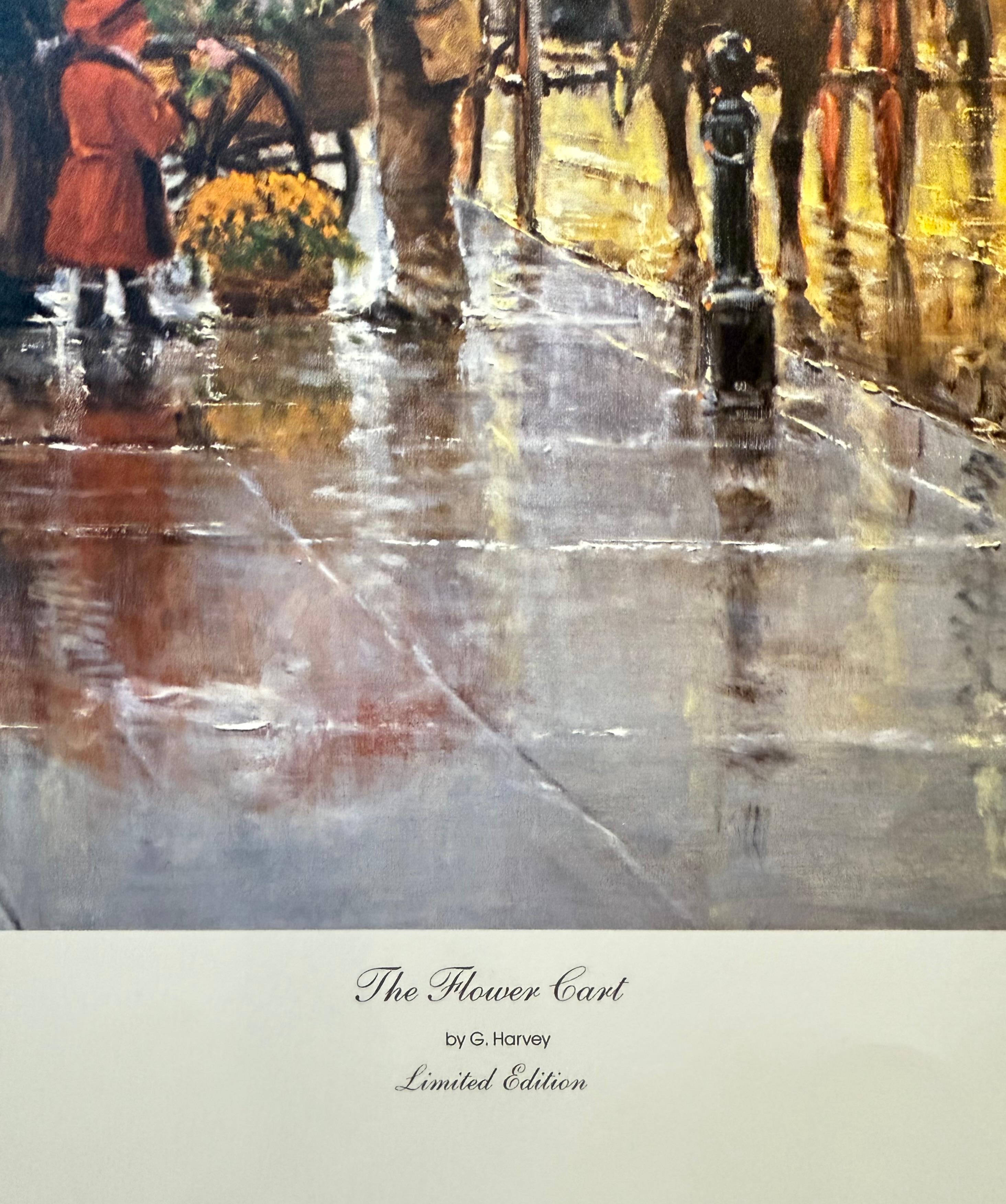 The Flower Cart - Gray Figurative Print by G. Harvey