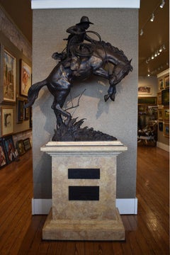 " THE SPIRIT OF TEXAS " HUGE, 84" TALL BRONZE BUCKING BRONCO COWBOY WESTERN