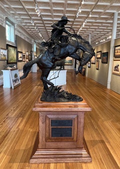 "THE SPIRIT OF TEXAS" 80 INCH BRONZE BUCKING BRONCO RARE WESTERN WITH STORY. 