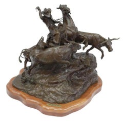 « THE TRAIL DRIVER », G. HARVEY BRONZE LONGHORN ROUNDUP COWBOY WESTERN