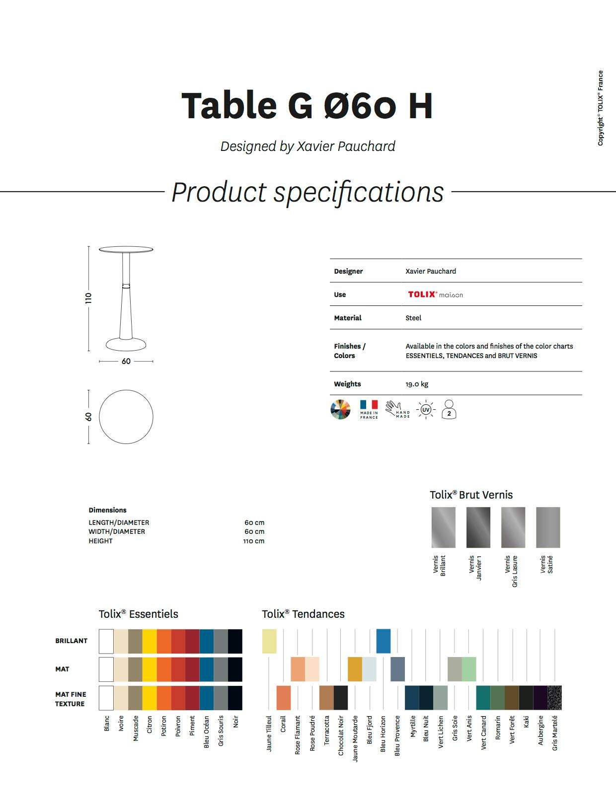 French G High Table 60 in Essential Colors by Chantal Andriot & Tolix For Sale