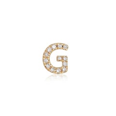 G Initial 14K (or 18k upon request) Yellow Gold Diamond Letter Stud Earrings
