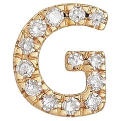 G Initial 14K (or 18k upon request) Yellow Gold Diamond Letter Stud Earrings