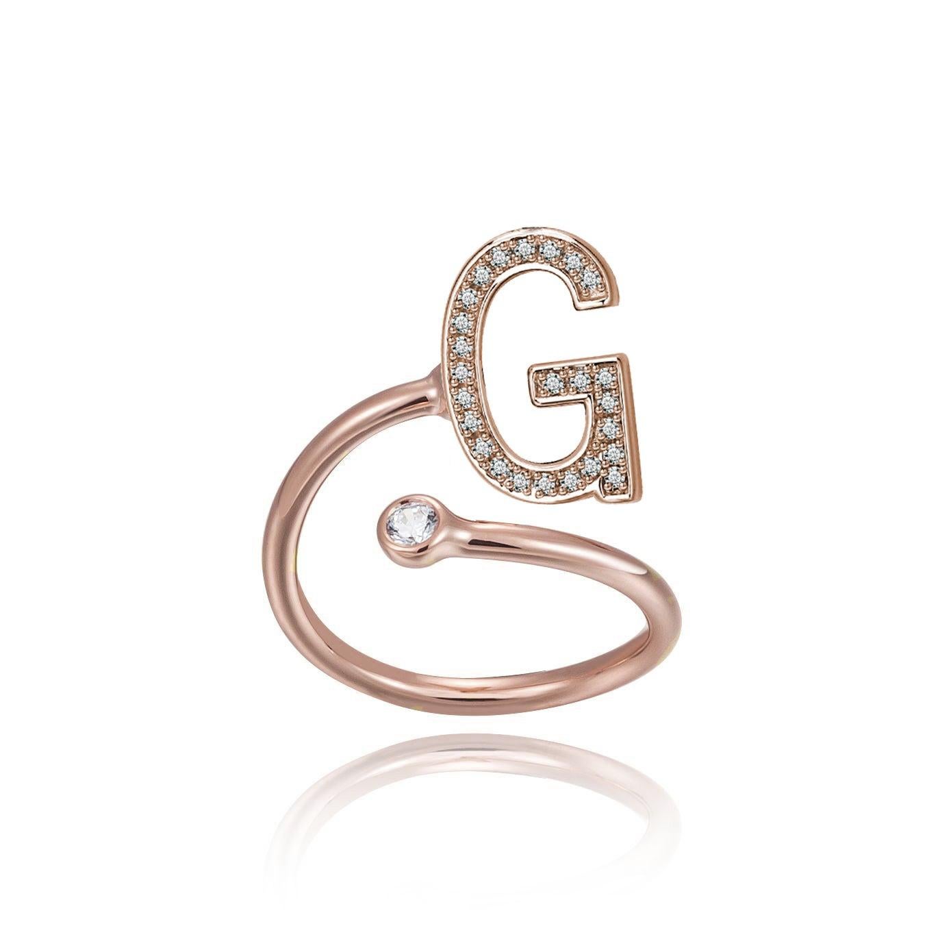 Im Angebot: Initial-Lünette-Draht-Ring () 2