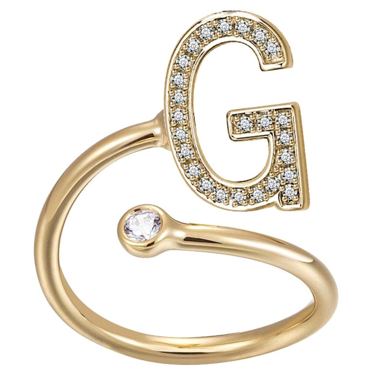 Wire Bezel Rings Customizable G Initial Bezel Wire Ring For Sale at 1stDibs