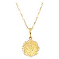 Collier pendentif G initial en or 14 carats et chaîne câble en or jaune 14 carats 18 carats