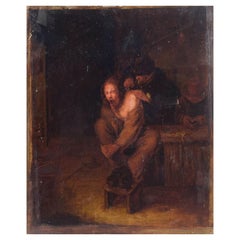 G. Jouve, École Nord, France. Oil on wooden panel. Rural operation scene. 18th C