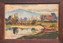 Paisaje de la Escuela de Barbizon, Le Moucherotte. Aceite.