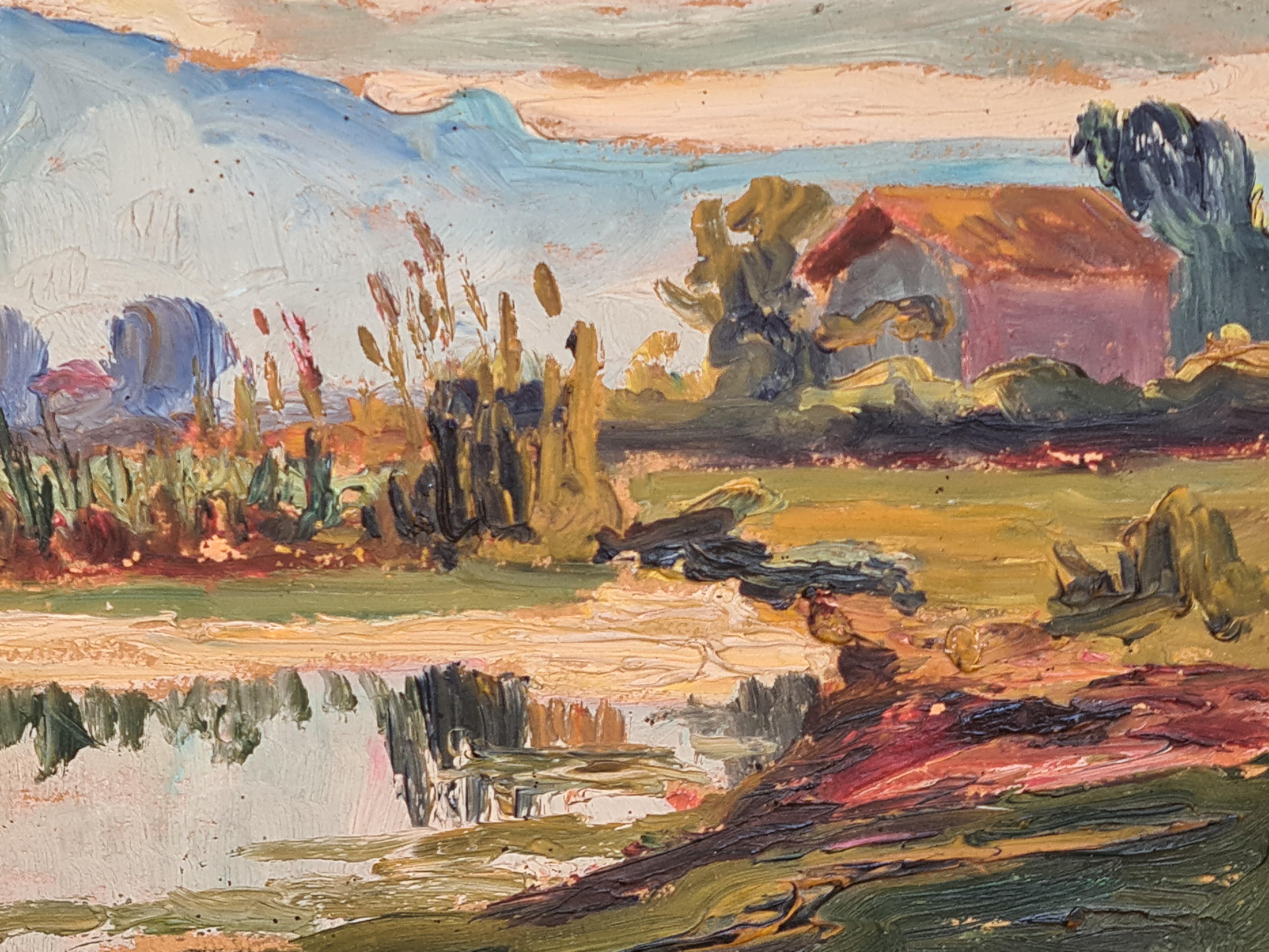 Barbizon School Landscape, Le Moucherotte. Oil. For Sale 2