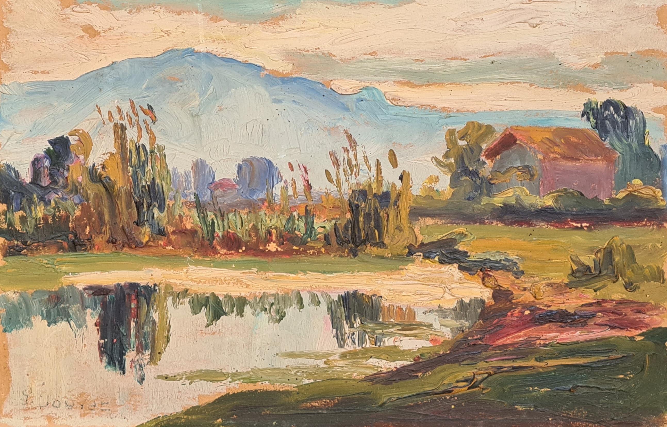 G Jouyet Landscape Painting - Barbizon School Landscape, Le Moucherotte. Oil.