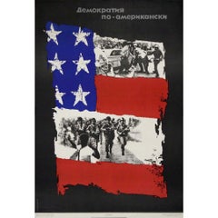 Vintage 1967 original Soviet poster by G. Komoltsev, titled American Democracy