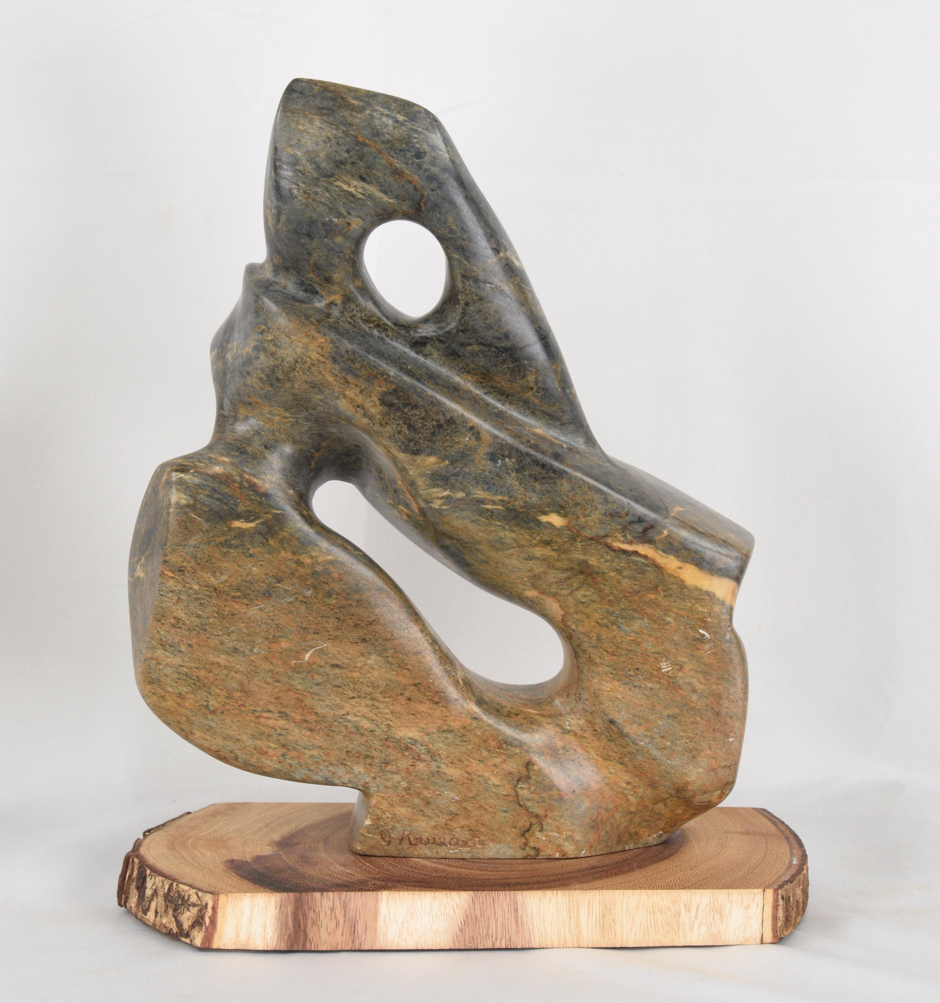 Abstract Sculpture G Krueger - Sculpture abstraite en pierre serpentine de G. Krueger