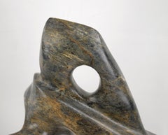 Organic Abstract Serpentine Stone Sculpture, Signed, 15.5x11.75 in