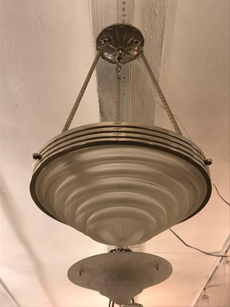 20th Century French Art Deco Chandelier Signed by G Leleu For Sale