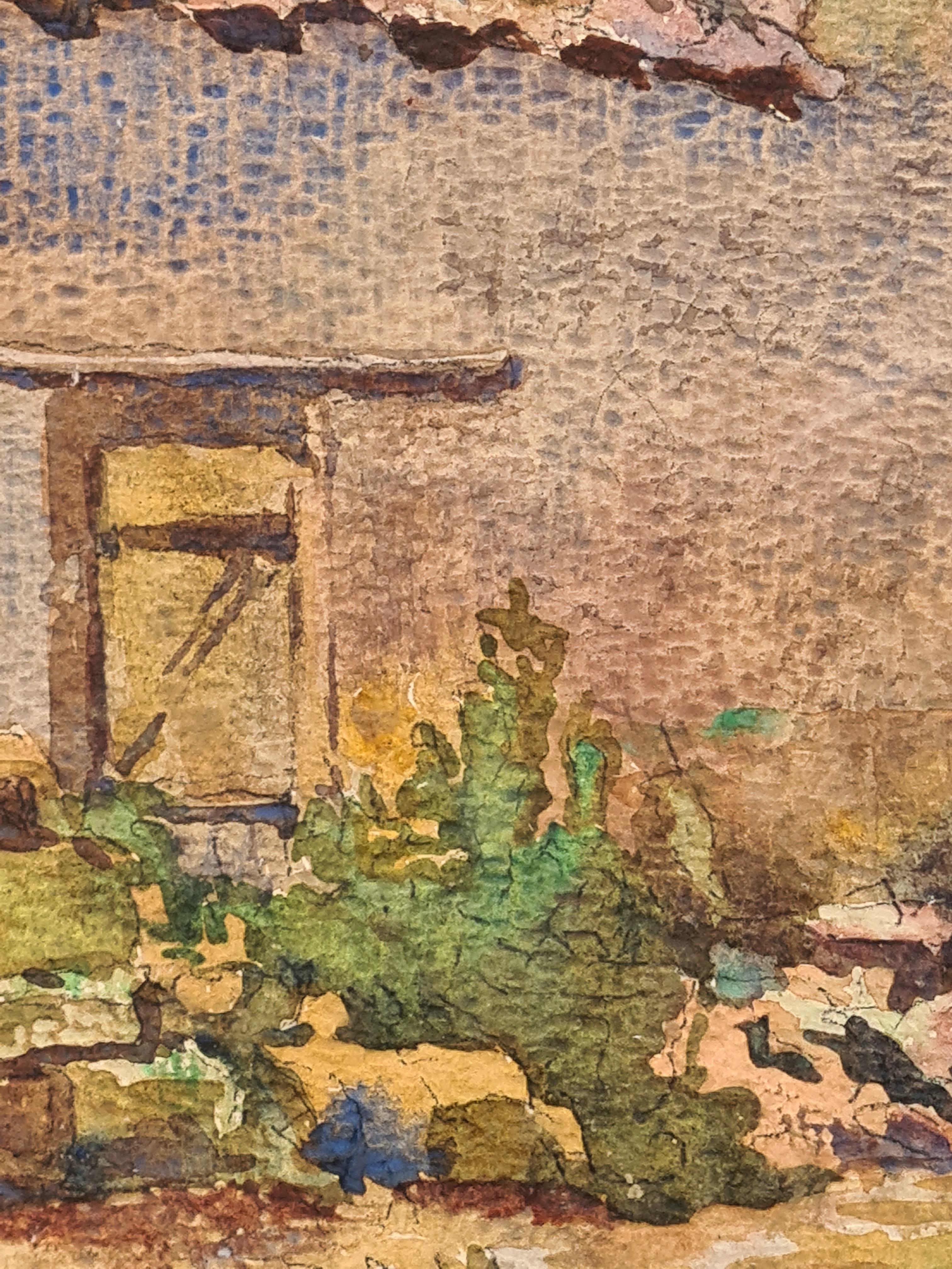 French Country Landscape, Watercolour, The Farm 1