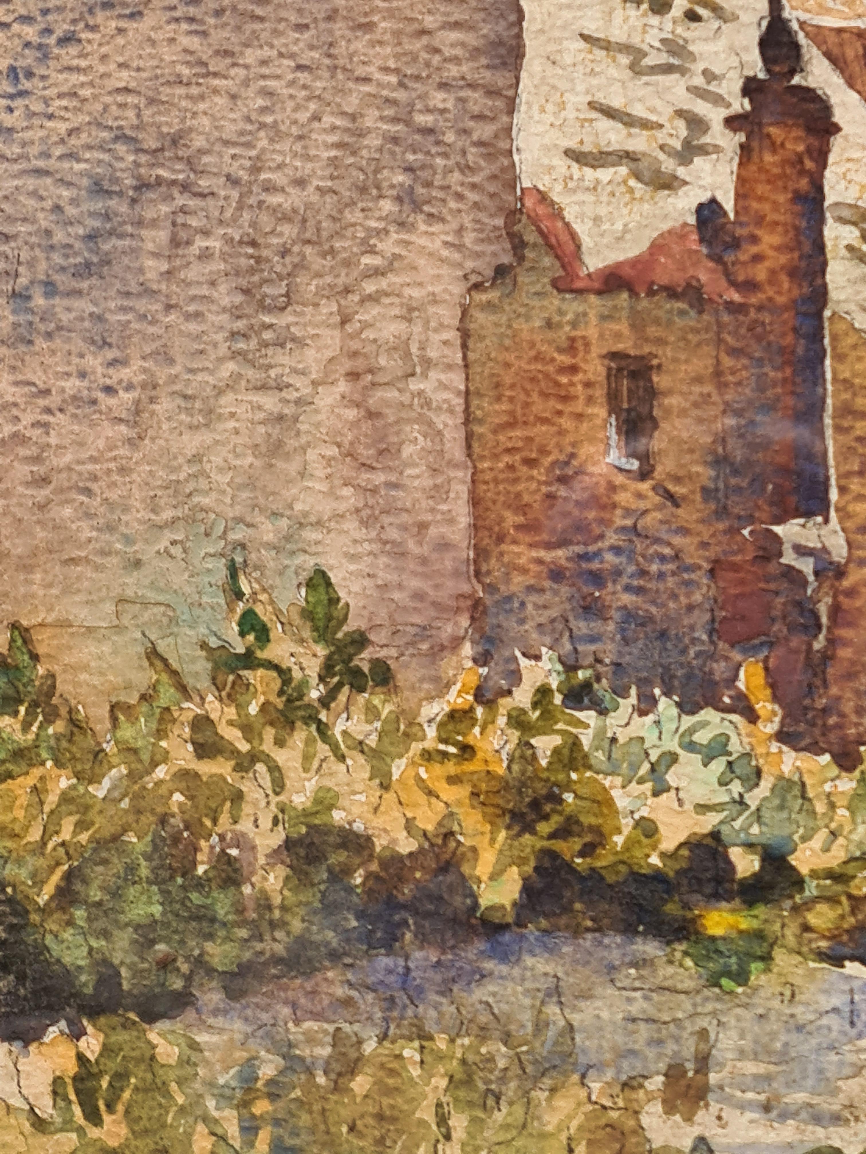 French Country Landscape, Watercolour, The Farm 2