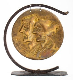 G. Lhoste Figurative Hammered Brass Gong