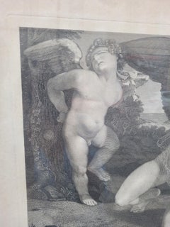 G Longhi, Il Genio De La Musica - Cupido, gravure encadrée, 19ème siècle