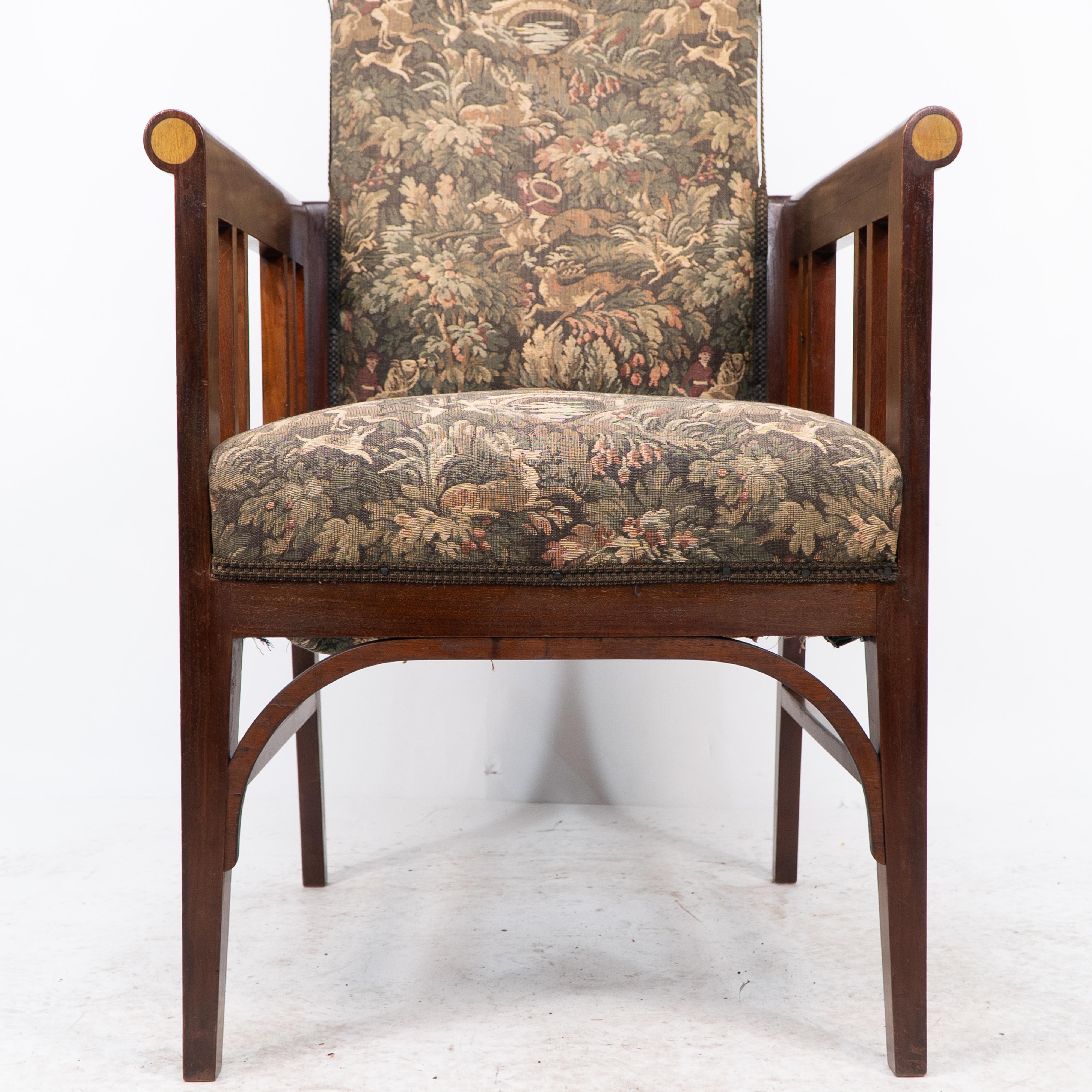 G M Ellwood for J S Henry. A Progressive New Art armchair with fruitwood inlays For Sale 3