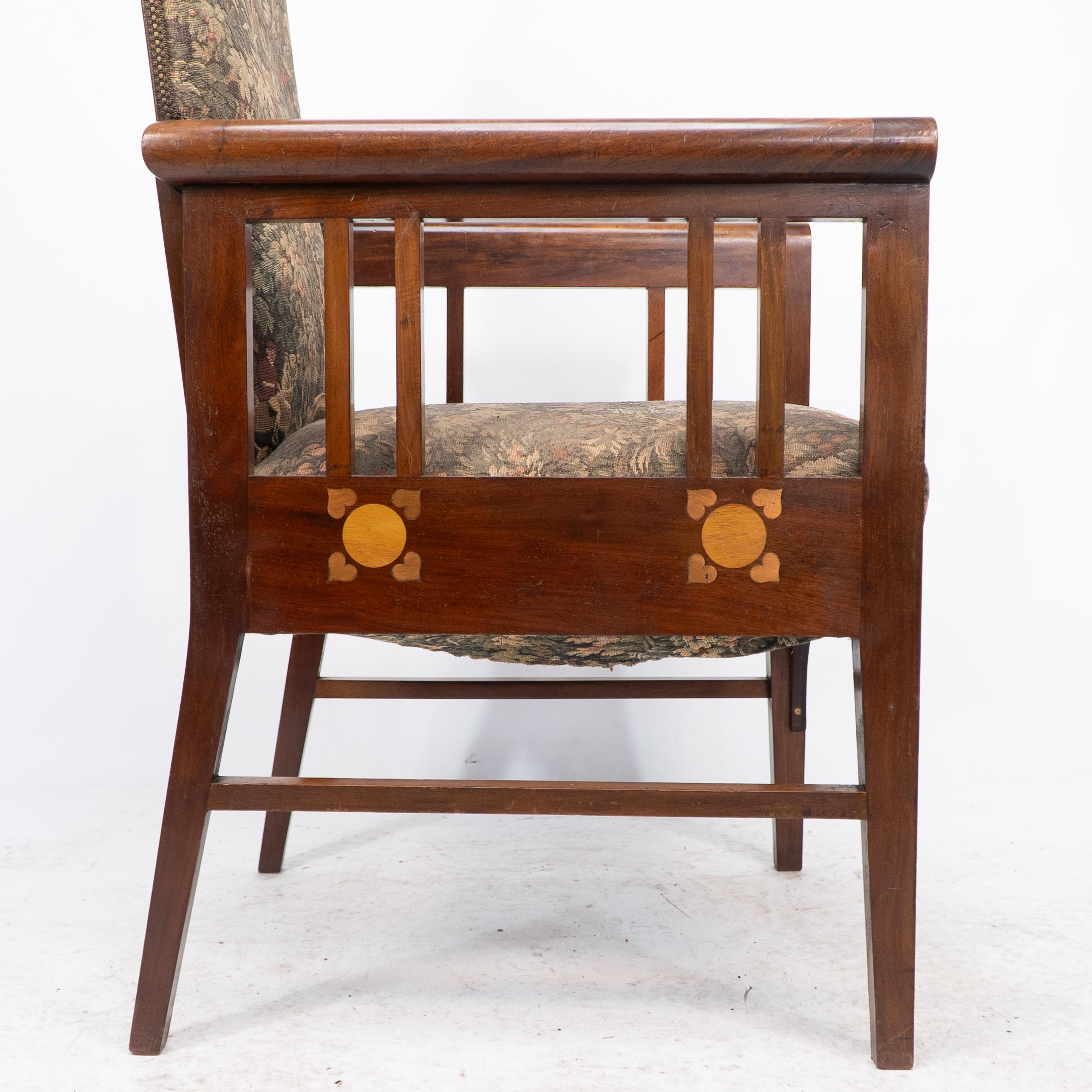 G M Ellwood for J S Henry. A Progressive New Art armchair with fruitwood inlays For Sale 4