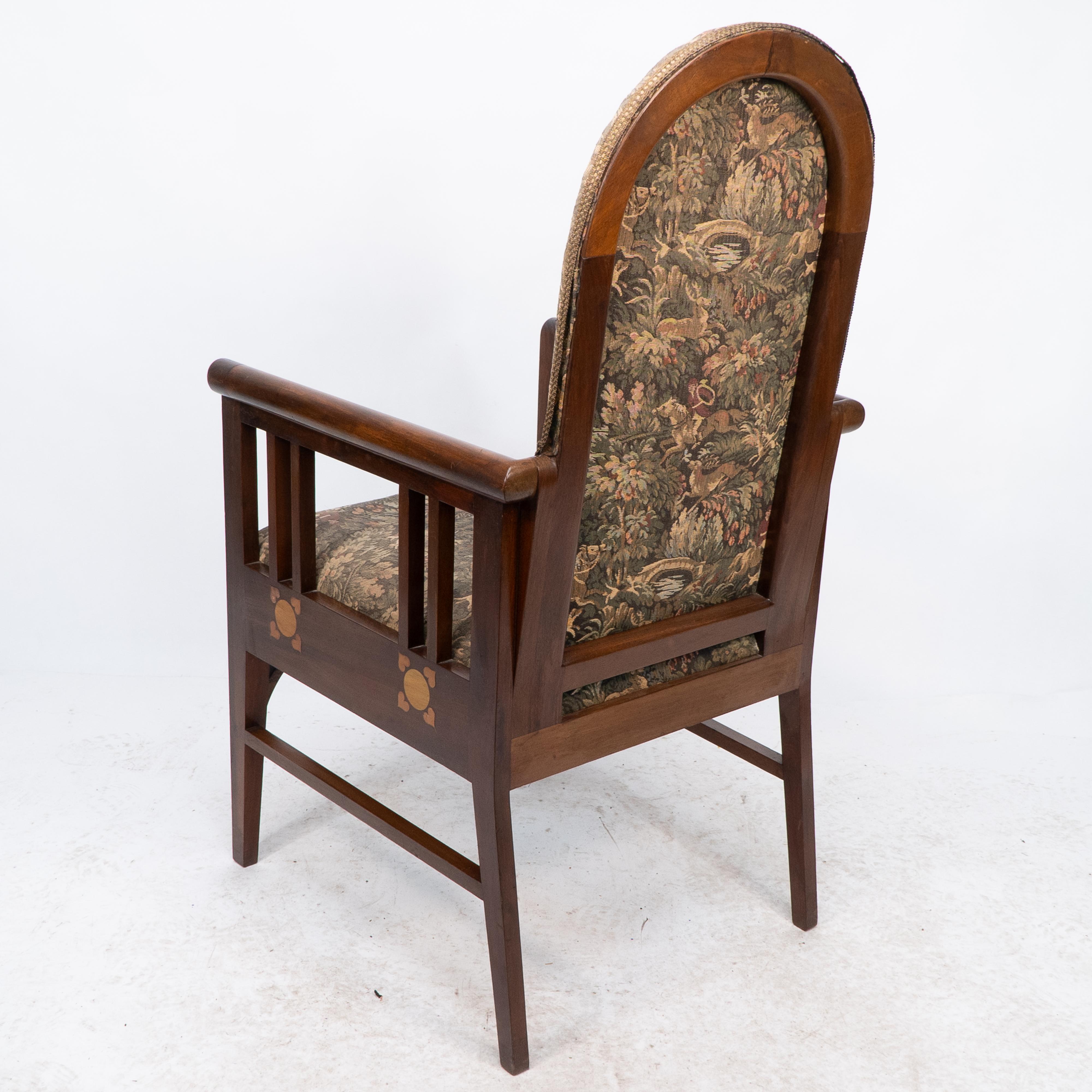 G M Ellwood for J S Henry. A Progressive New Art armchair with fruitwood inlays For Sale 8