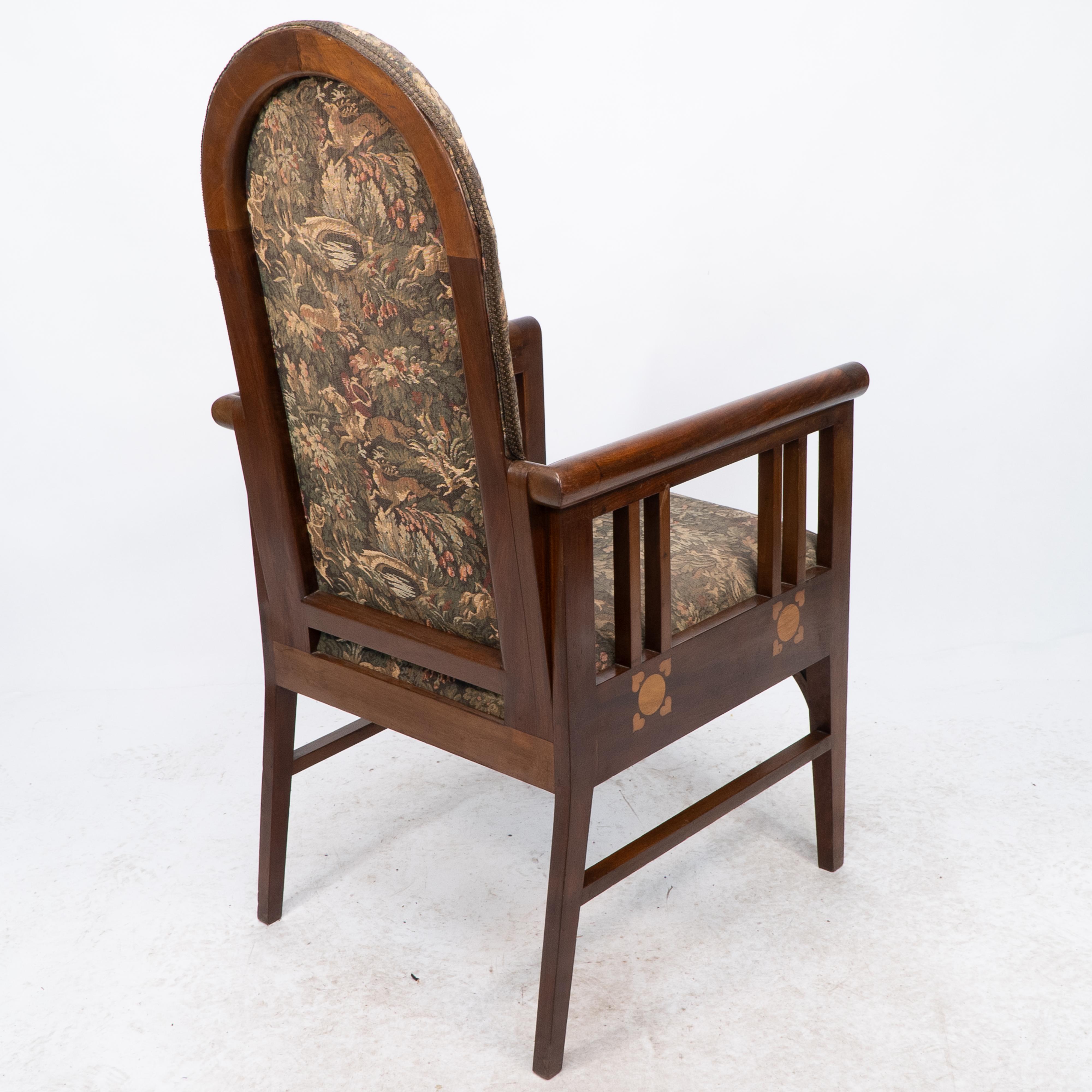 G M Ellwood for J S Henry. A Progressive New Art armchair with fruitwood inlays For Sale 10