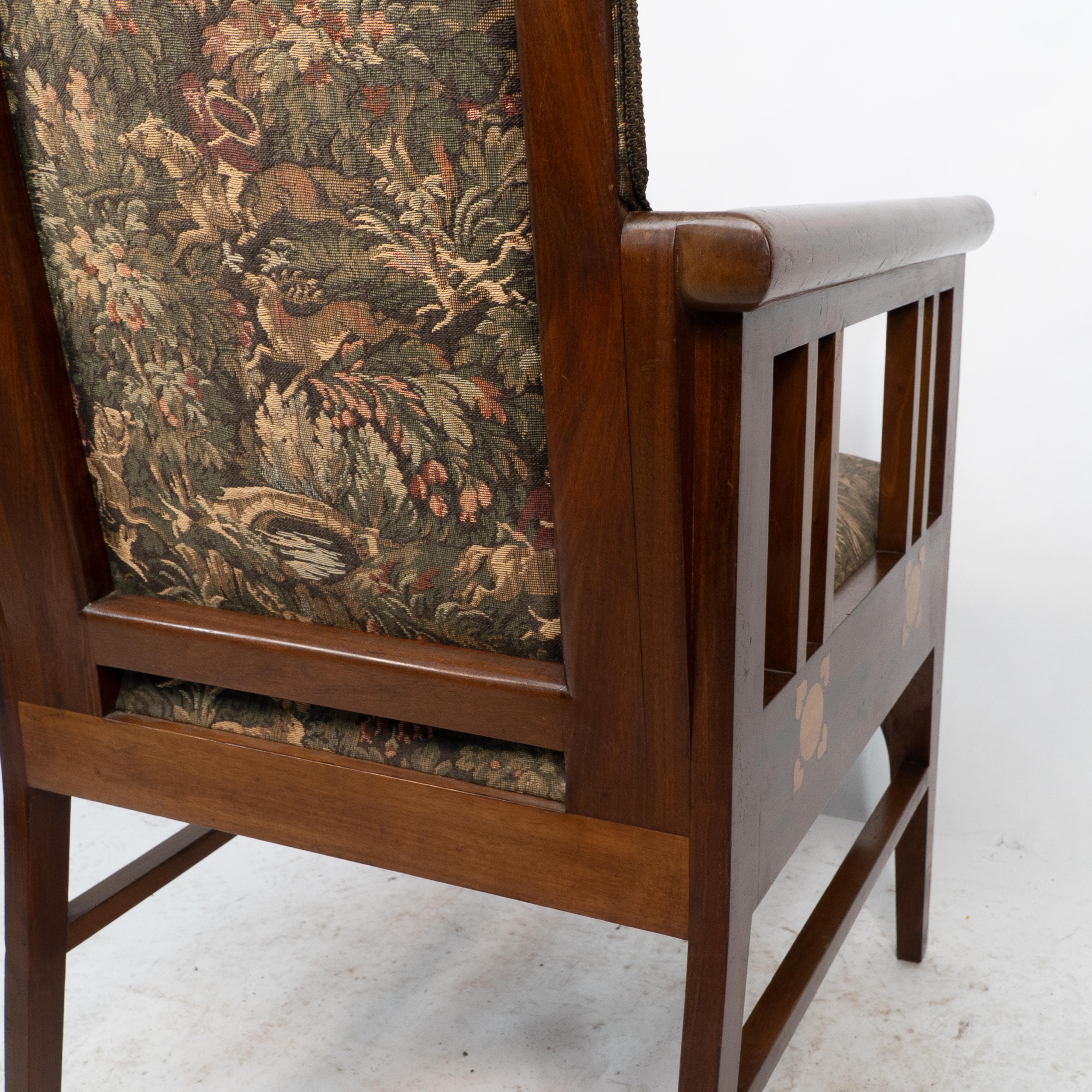 G M Ellwood for J S Henry. A Progressive New Art armchair with fruitwood inlays For Sale 11