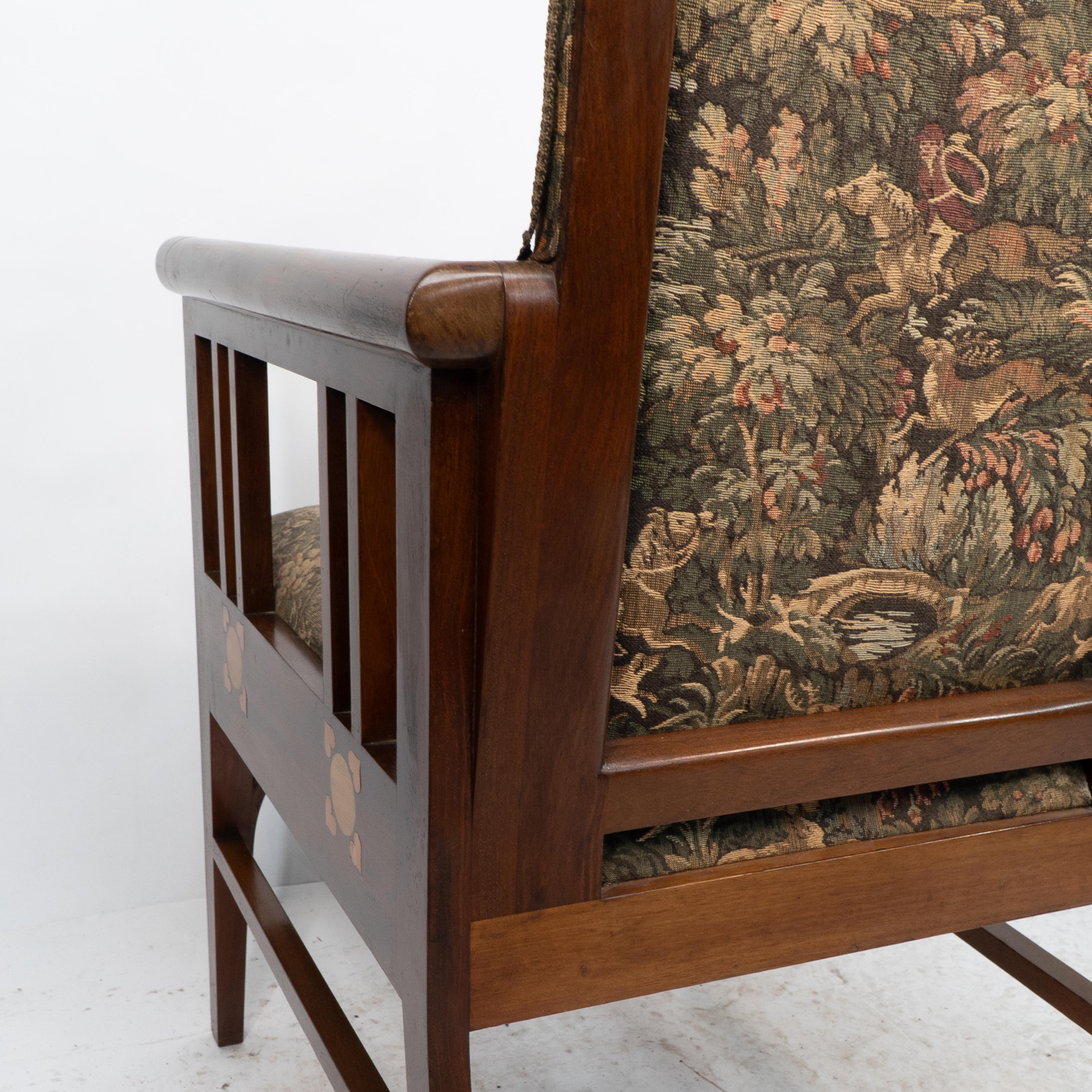 G M Ellwood for J S Henry. A Progressive New Art armchair with fruitwood inlays For Sale 12