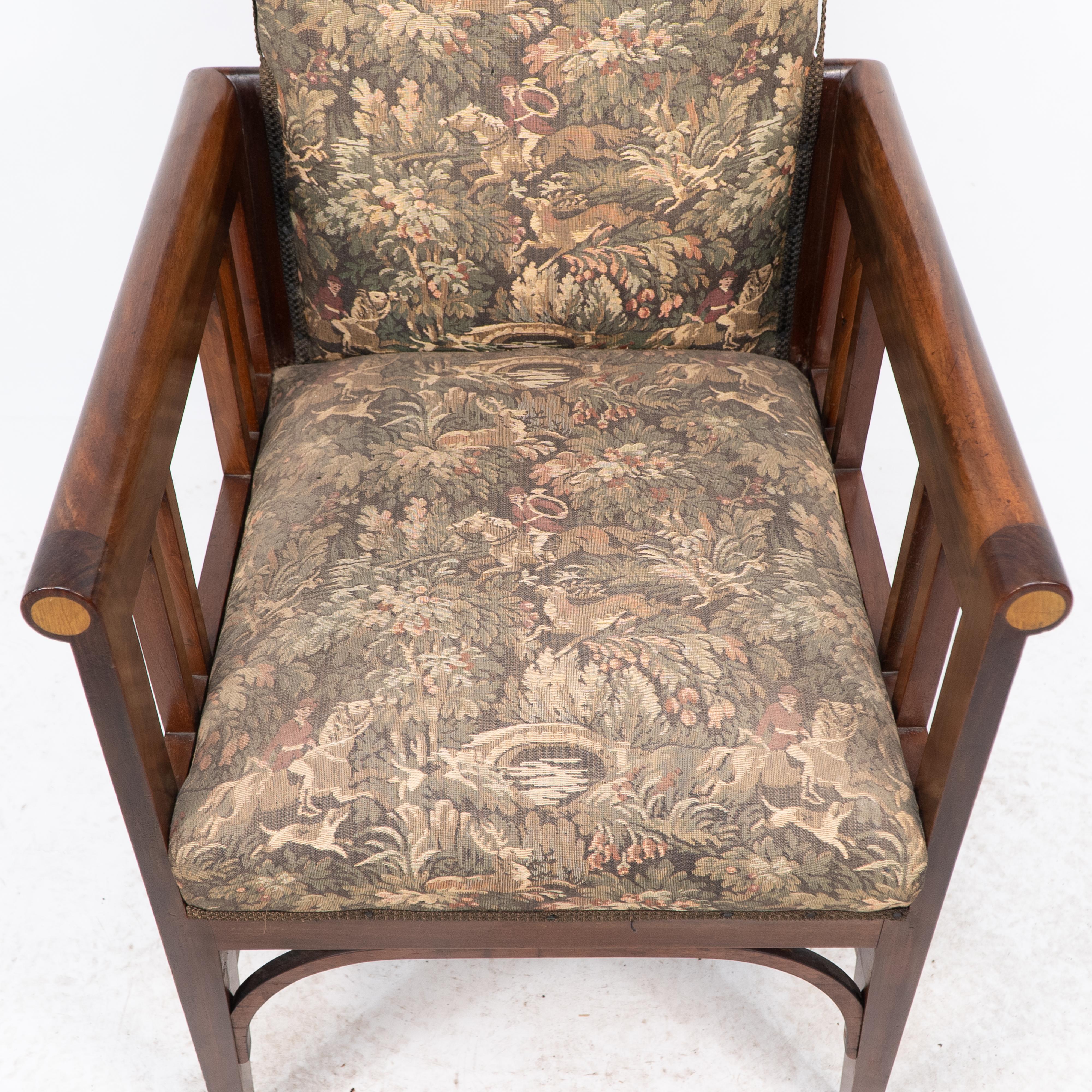 G M Ellwood for J S Henry. A Progressive New Art armchair with fruitwood inlays For Sale 2