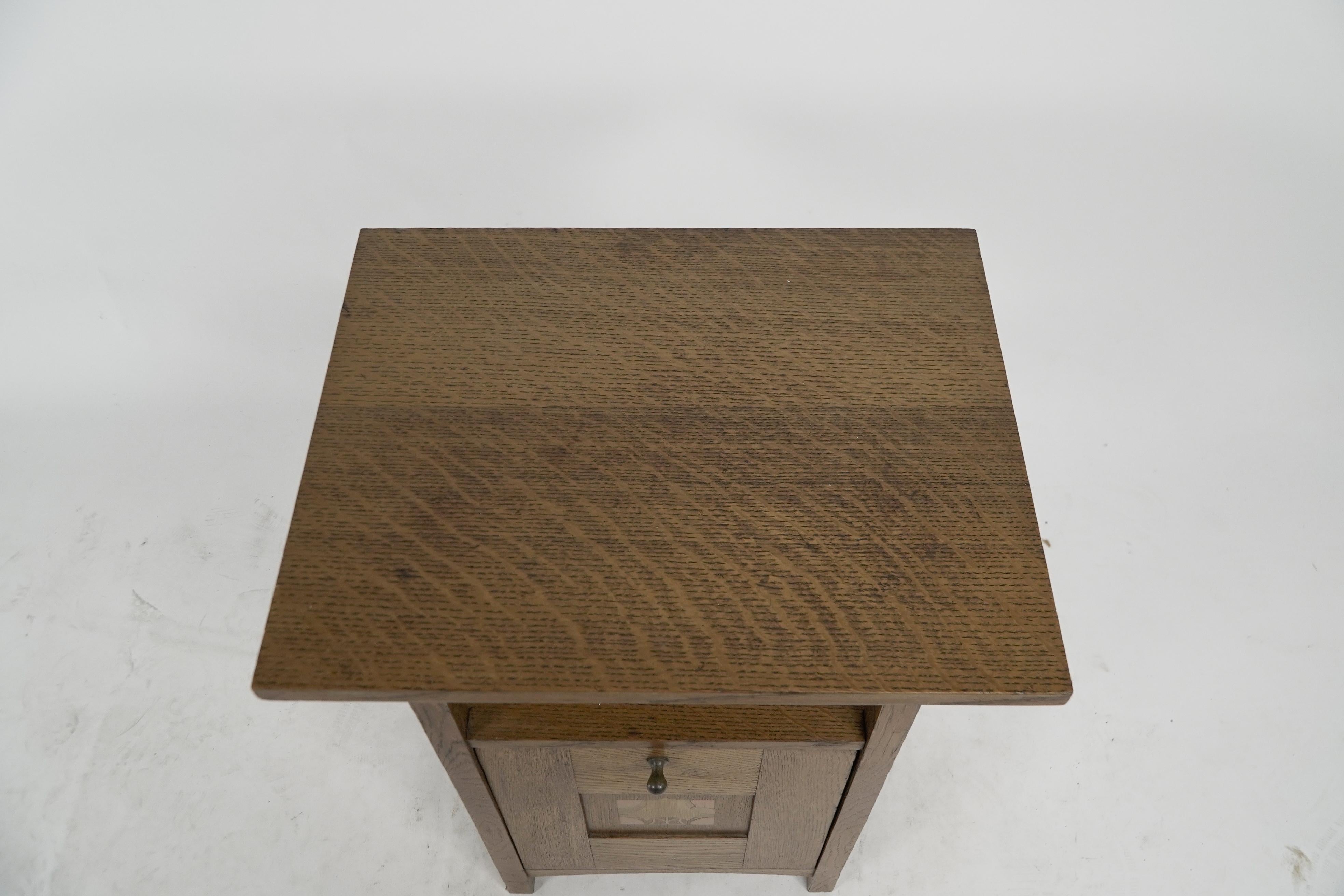 20th Century G M Ellwood for J S Henry. A rare oak and inlaid coal purdonium For Sale