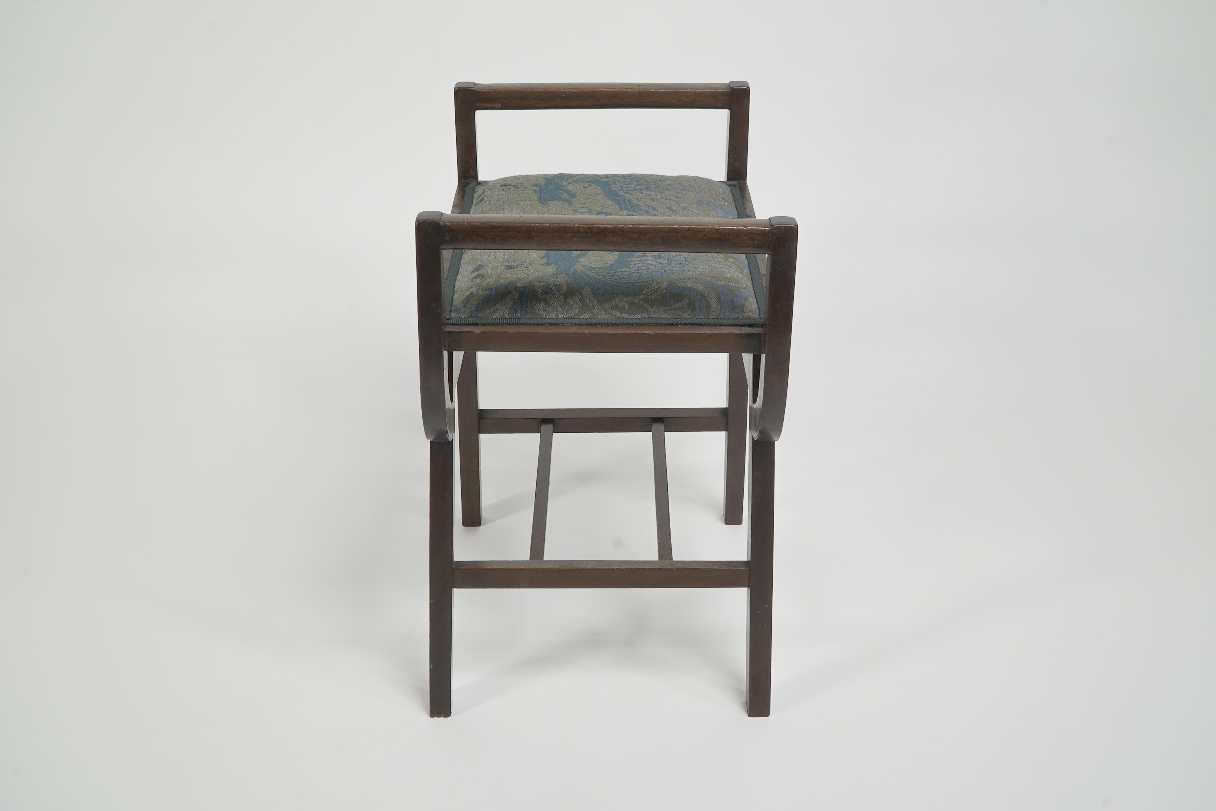 Arts and Crafts G M Ellwood for J S Henry. An 'A' framed piano or dressing table stool For Sale