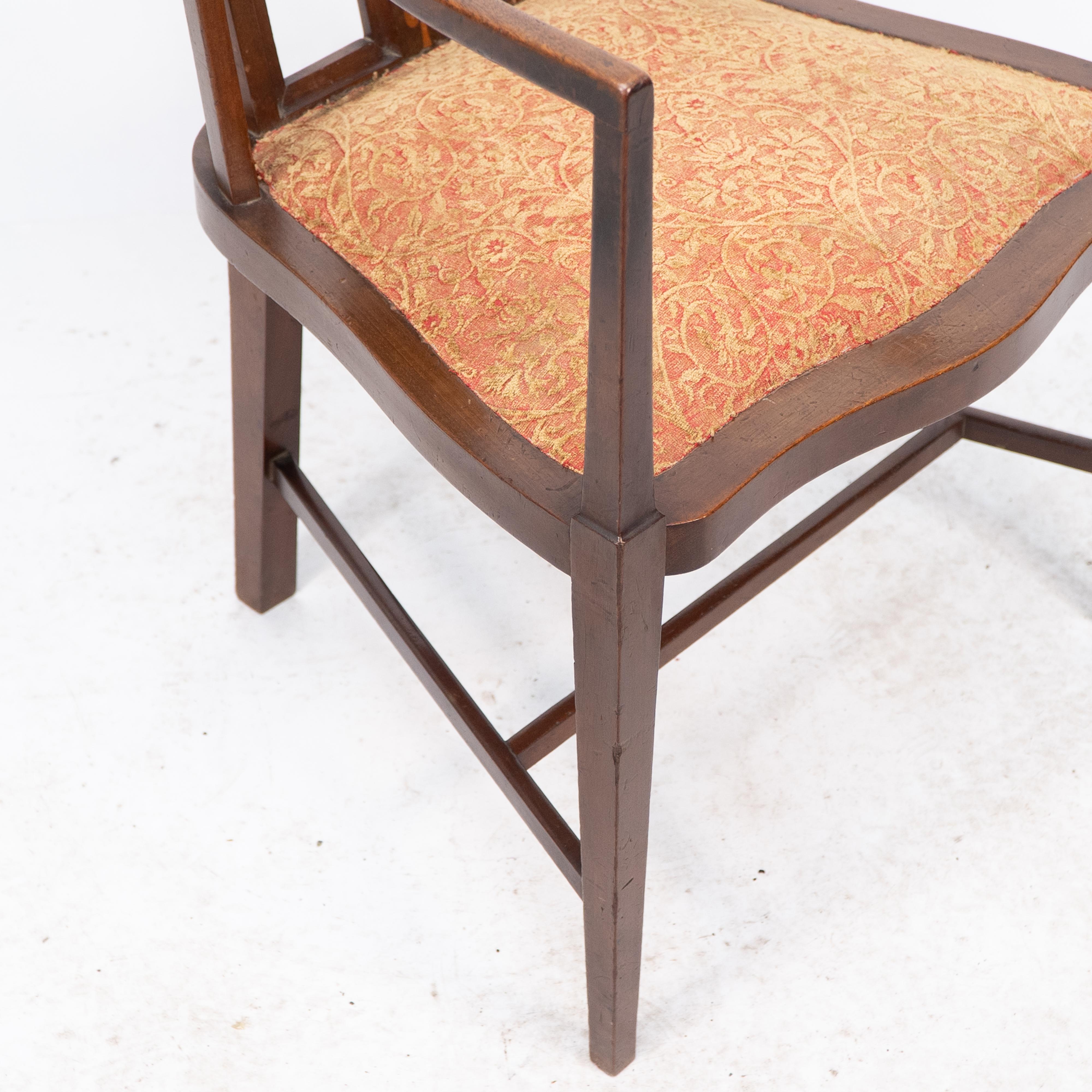 G M Ellwood for J S Henry. Arts & Crafts armchair with mother-of-pearl inlays For Sale 5