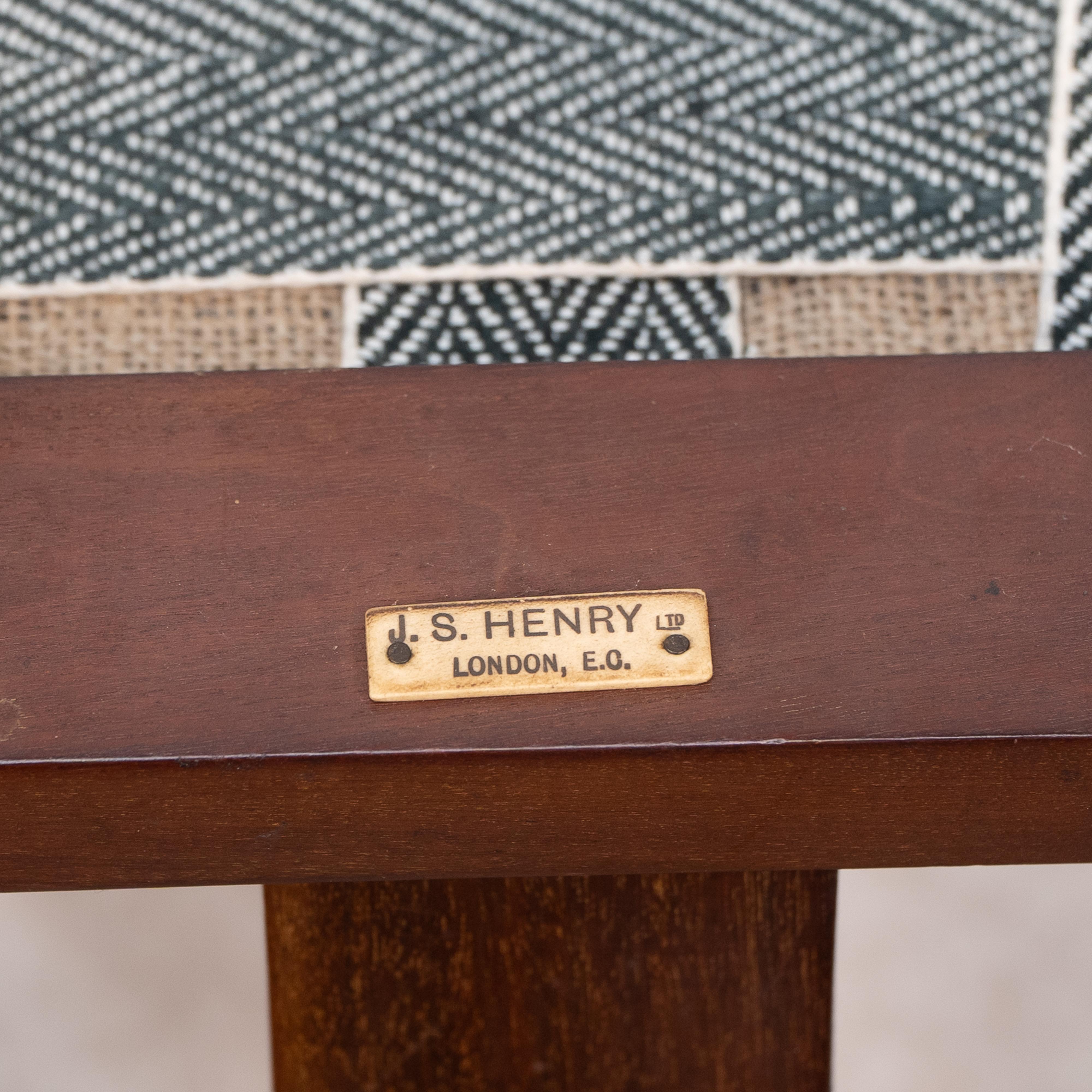 G M Ellwood for J S Henry. Arts & Crafts armchair with mother-of-pearl inlays For Sale 11
