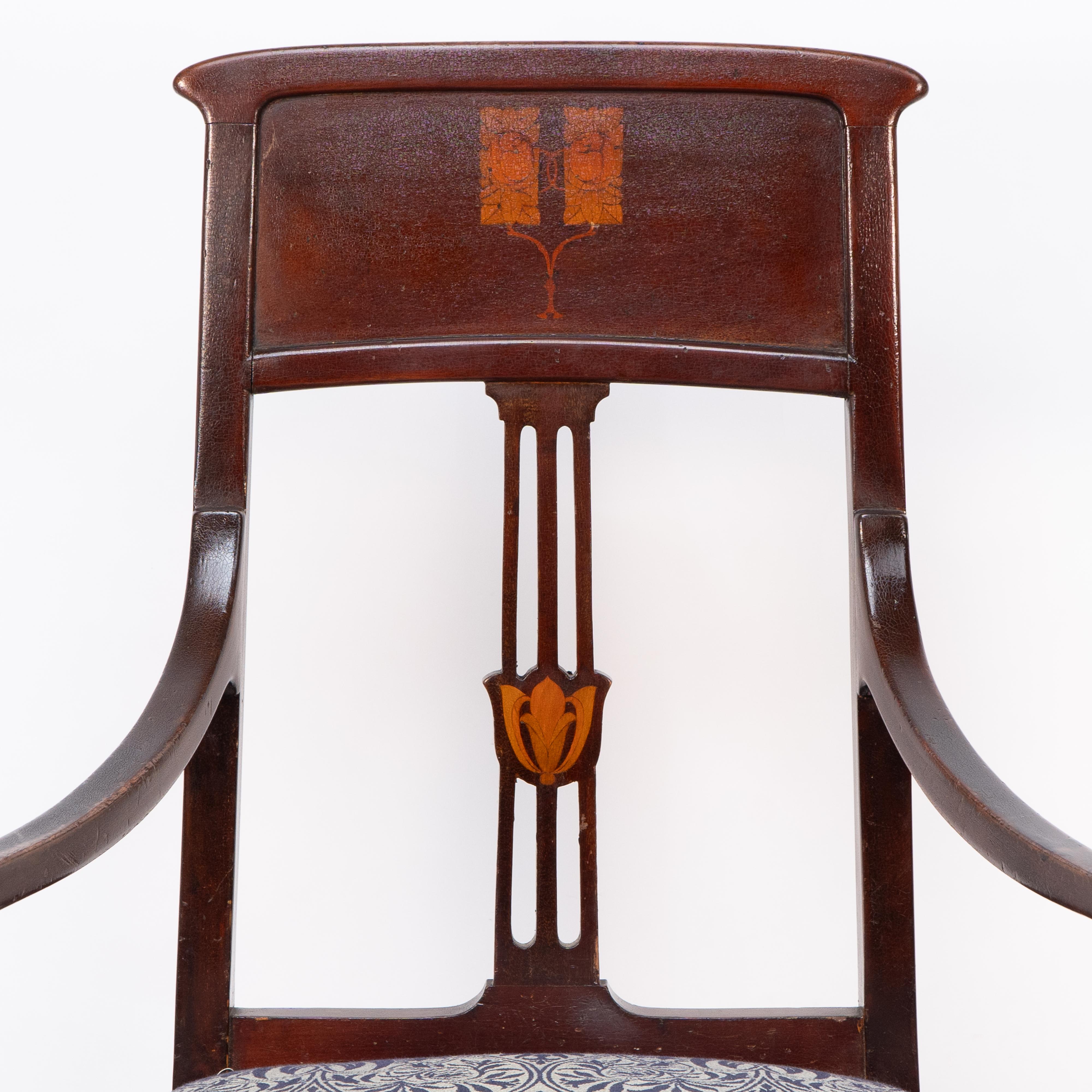 G M Ellwood for J S Henry attri. An English Arts and Crafts mahogany armchair For Sale 1