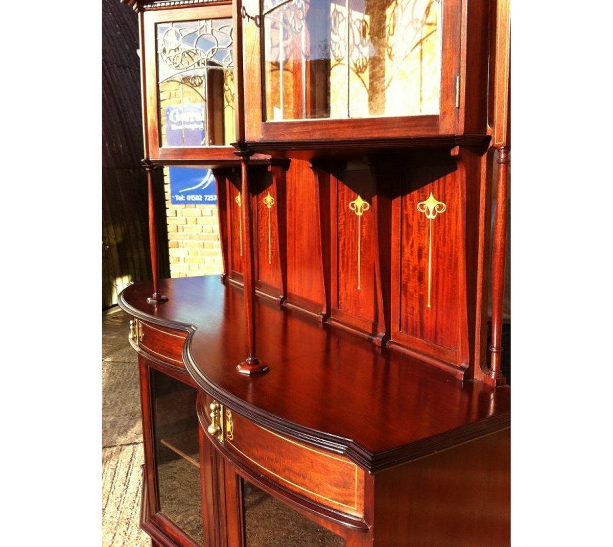 Mahogany GM Ellwood for JS Henry. A Fine Exhibition Quality Arts & Crafts Display Cabinet For Sale