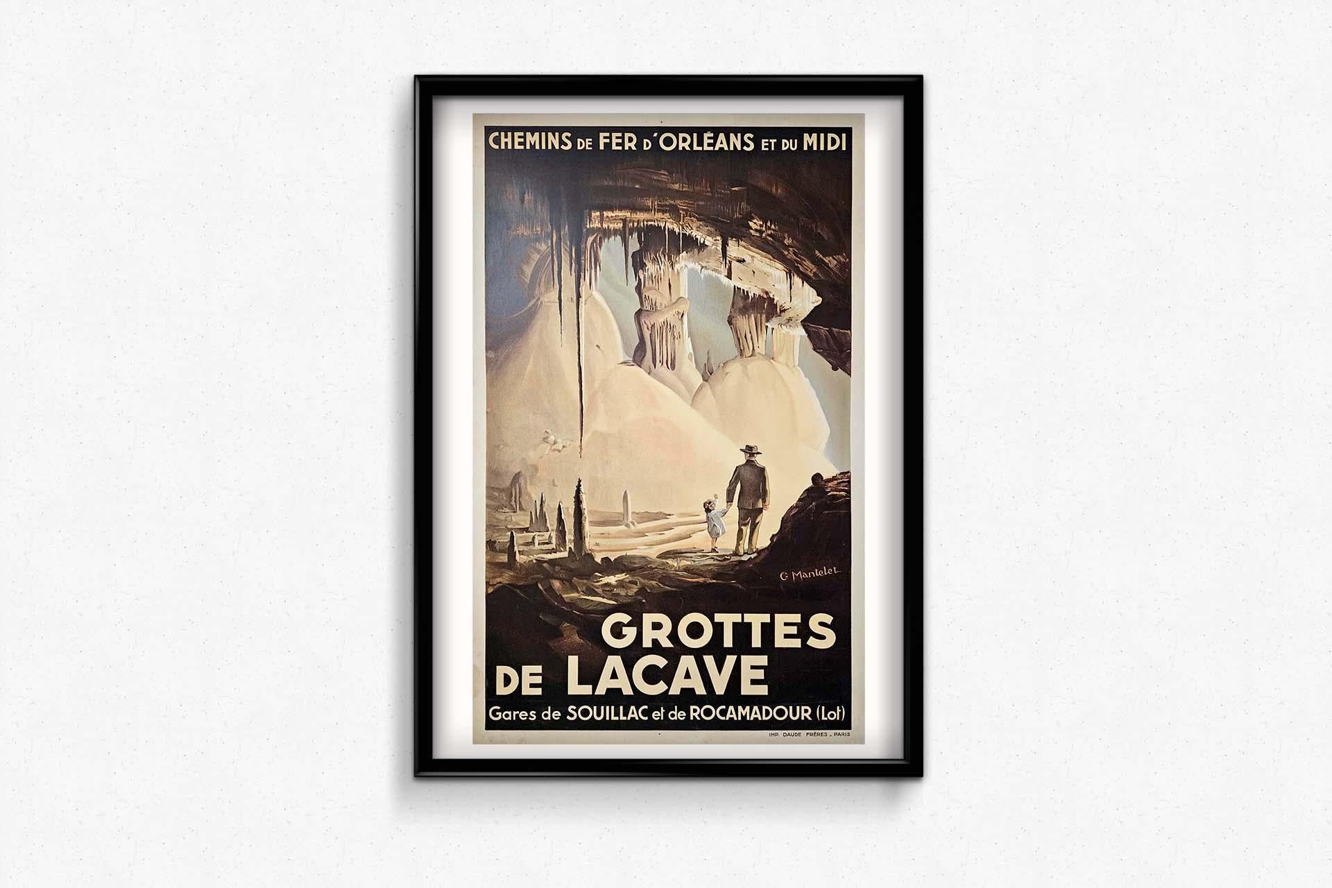 Originalplakat für die Chemins de fer d'Orléans et du Midi Grotte de Lacave im Angebot 2