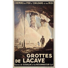 Antique Original poster for the Chemins de fer d'Orléans et du Midi Grotte de Lacave