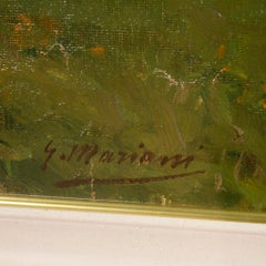 Peinture de paysage italienne du 19ème siècle à l'huile sur massonite signée G. Mariani, 1880