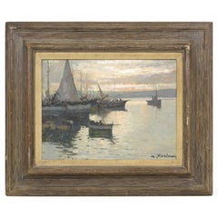 G. Mariani Italian Impressionist Harbor Scene Oil Painting