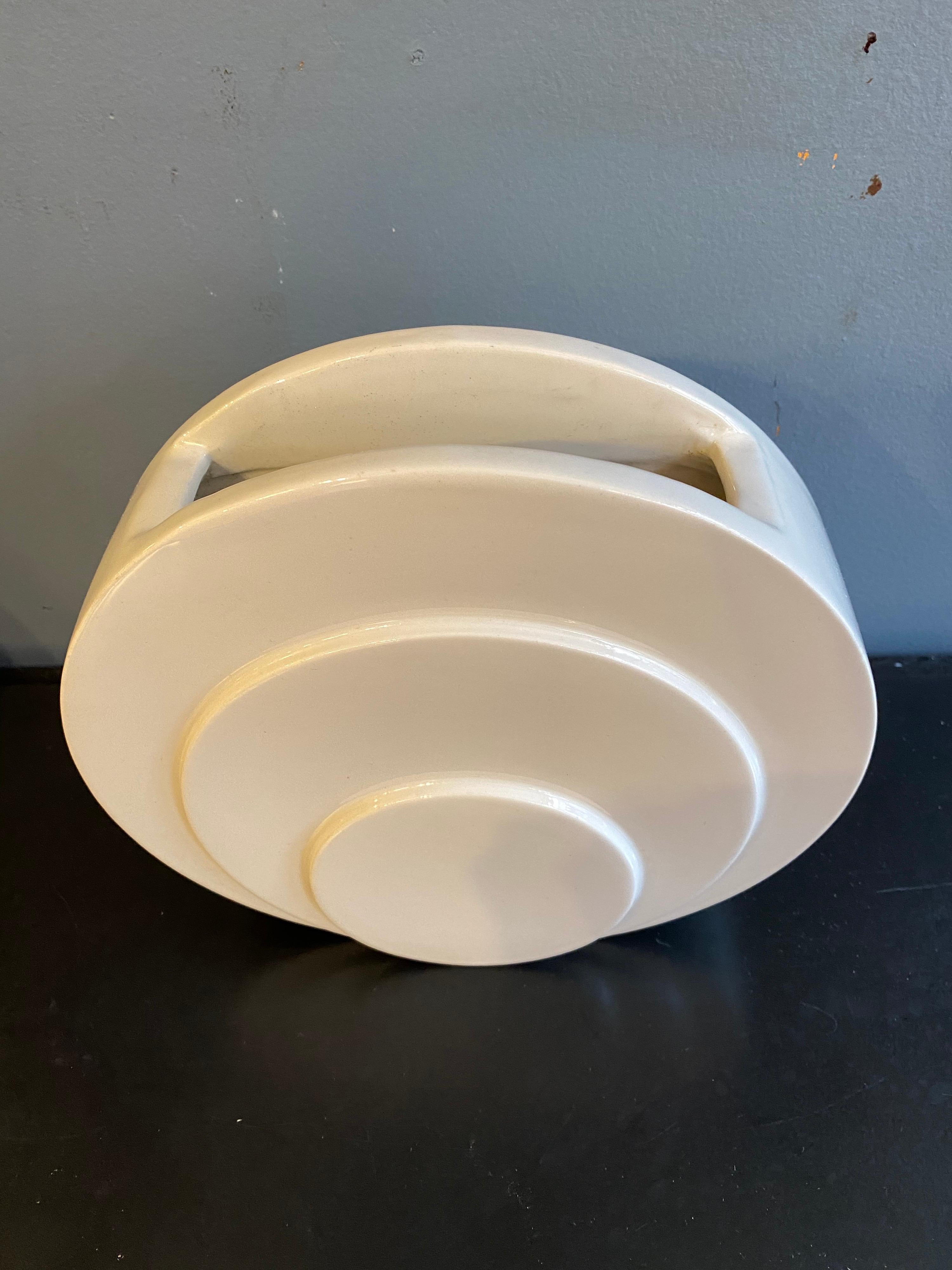 Art Deco G. McStay Jackson for Trenton Pottery Circlet White Vase
