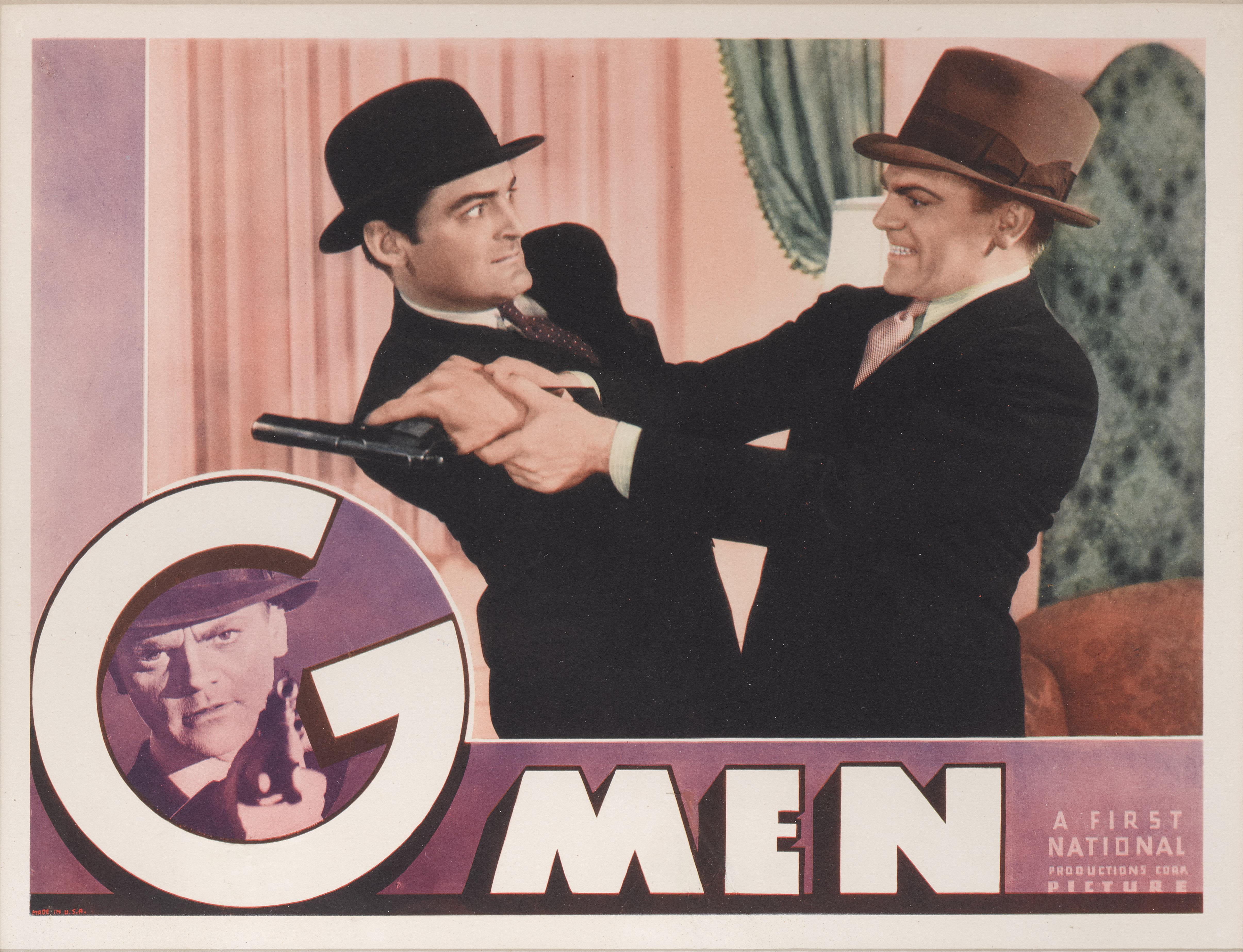Original US lobby card for the 1935 Gangster film G-Men.
This film starred James Cagney, Margaret Lindsay and Ann Dvorak and was directed by William Keighley.
This lobby card is conservation framed with UV plexiglass in an Obeche wood frame with