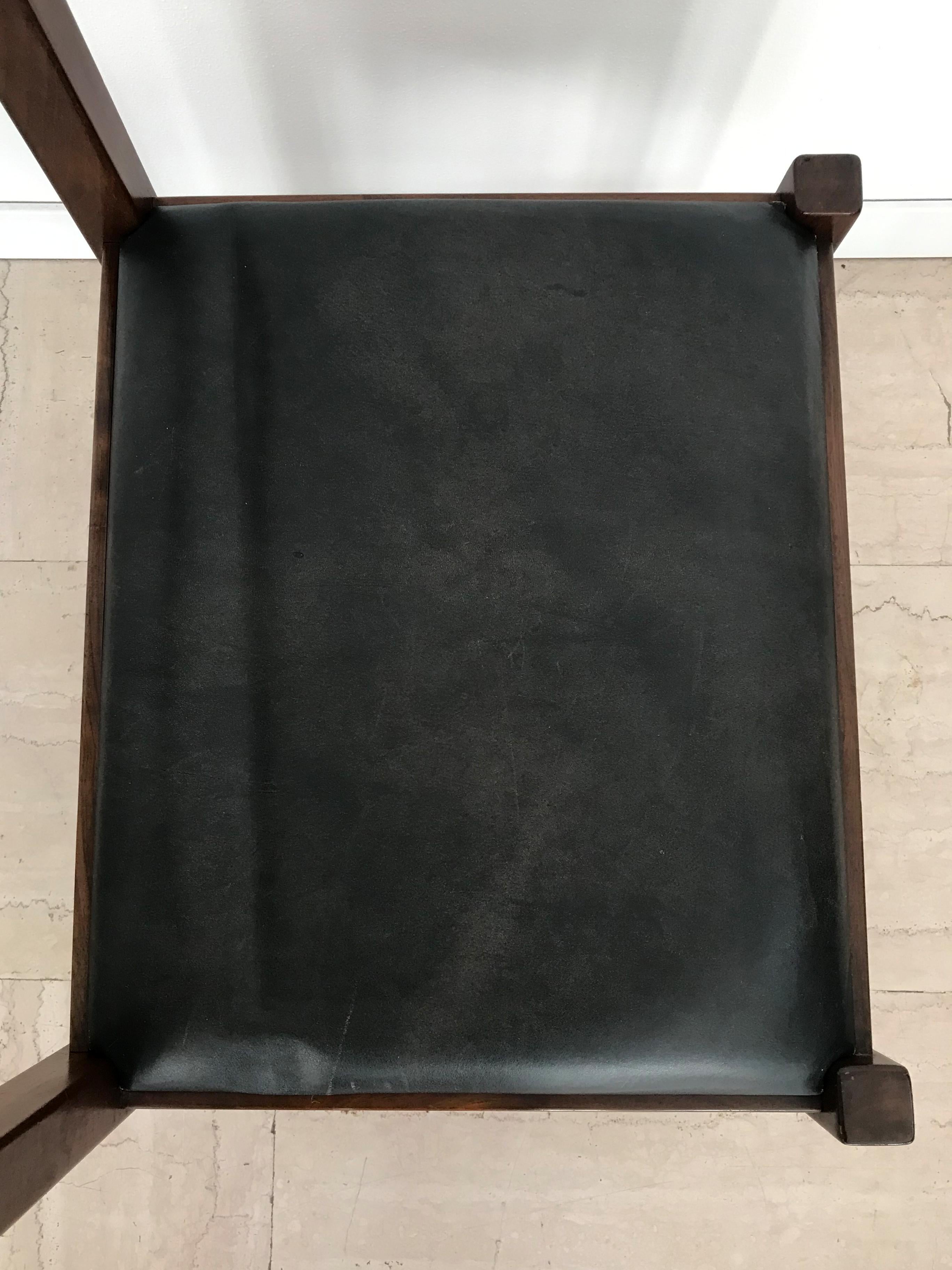 G. Michelucci for Poltronova Italian Midcentury Wood Leather Dining Chairs 1960s in vendita 4