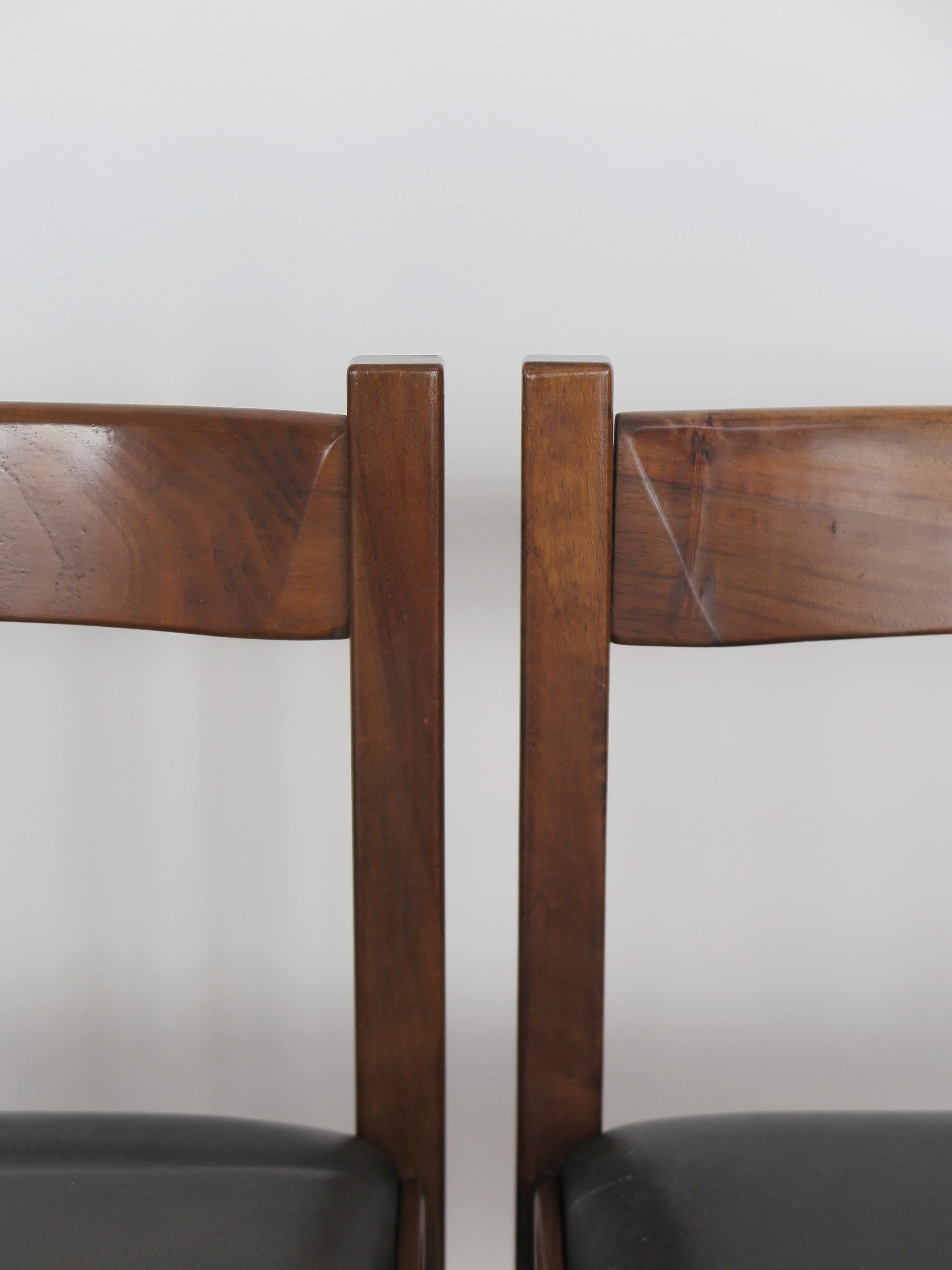 G. Michelucci for Poltronova Italian Midcentury Wood Leather Dining Chairs 1960s For Sale 10