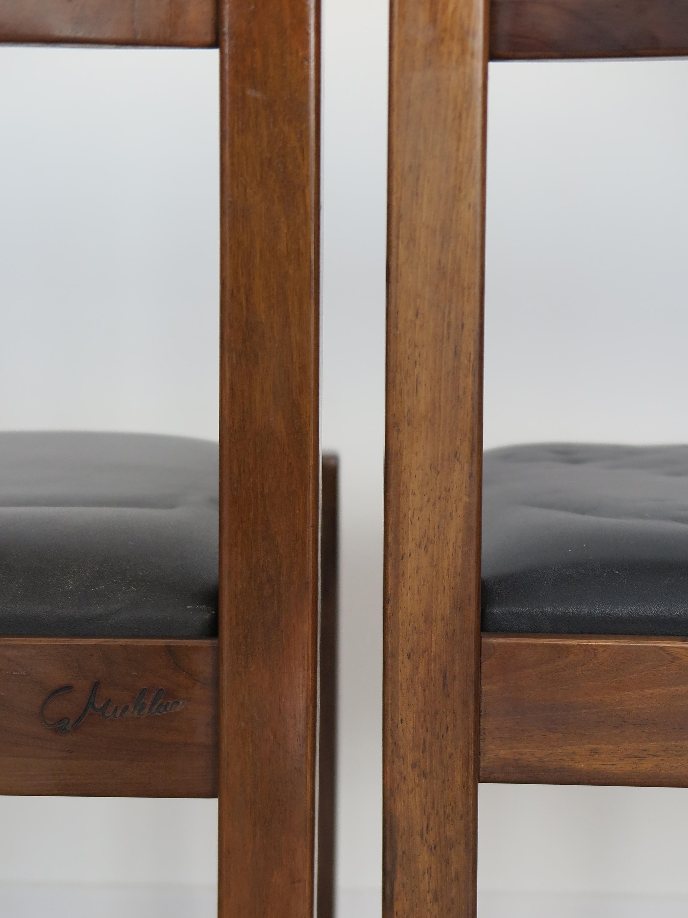 G. Michelucci for Poltronova Italian Midcentury Wood Leather Dining Chairs 1960s For Sale 11