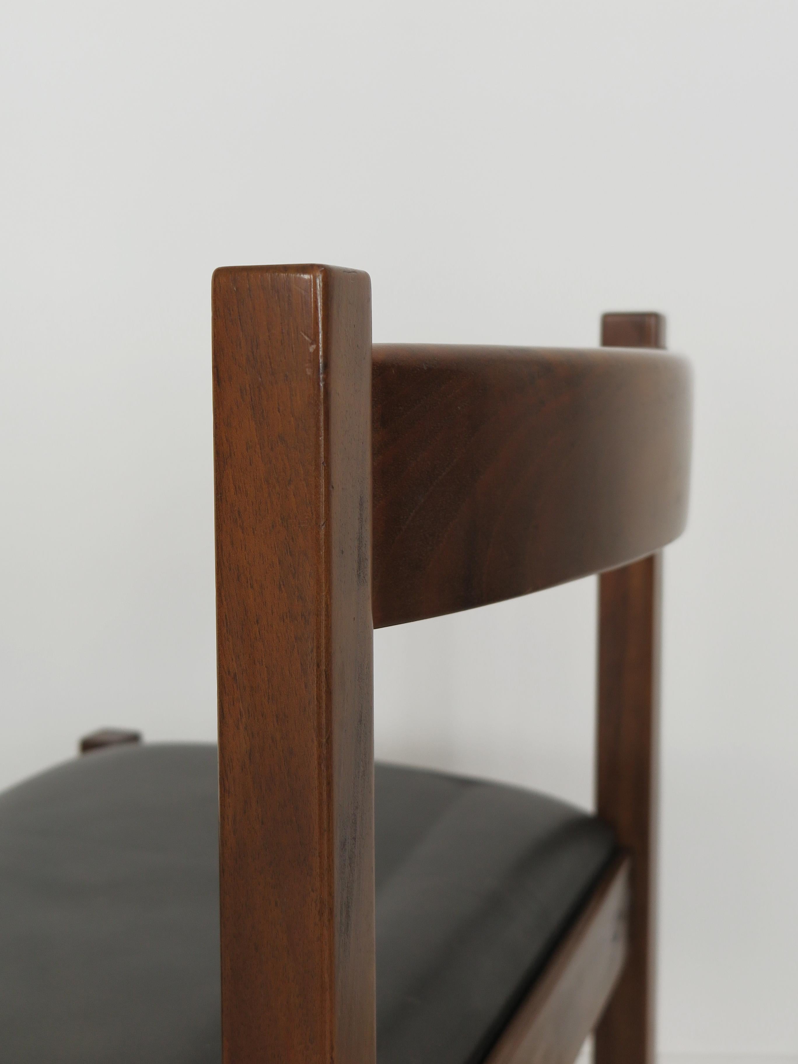 G. Michelucci for Poltronova Italian Midcentury Wood Leather Dining Chairs 1960s in vendita 11