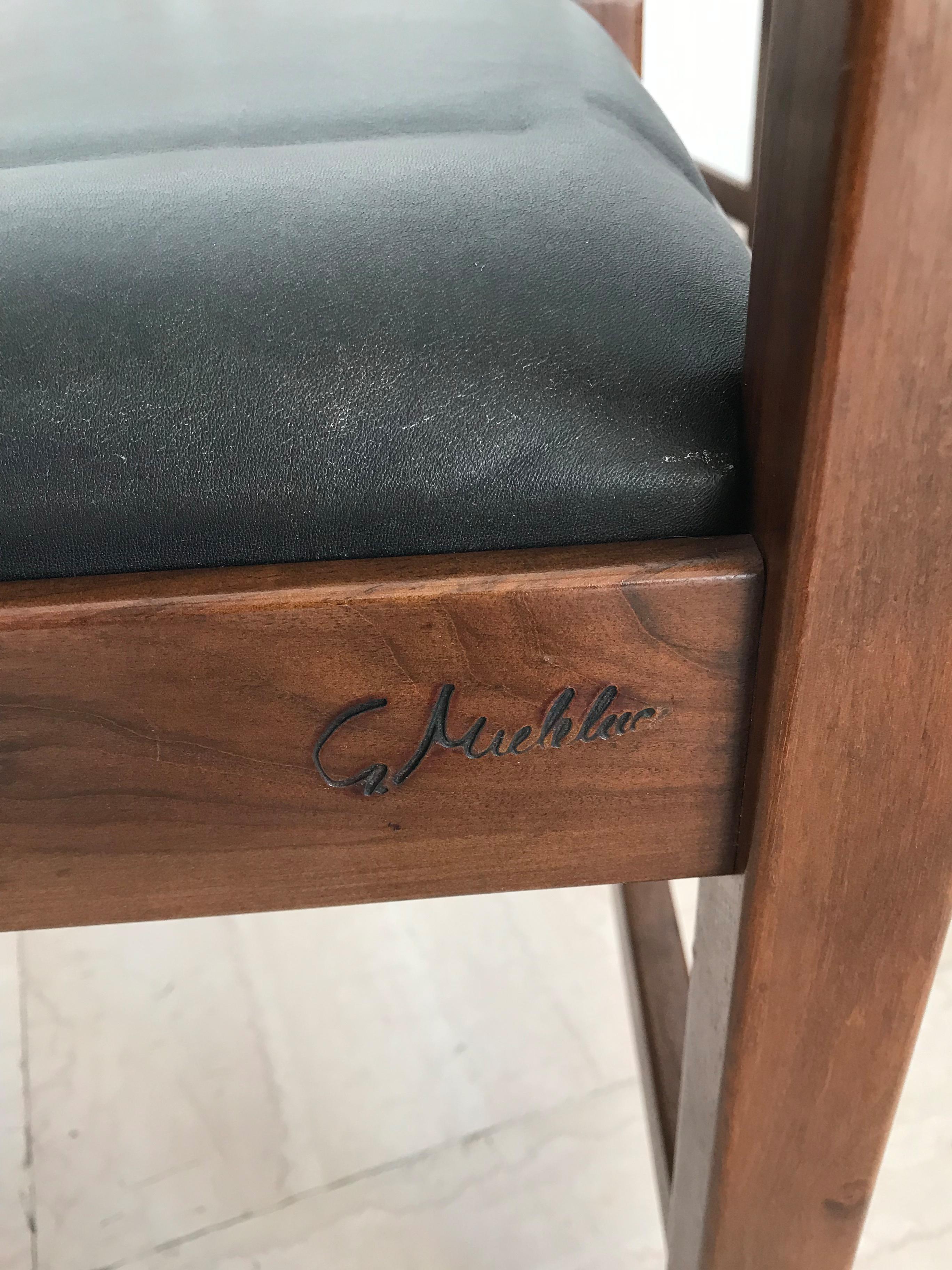 G. Michelucci for Poltronova Italian Midcentury Wood Leather Dining Chairs 1960s in vendita 14