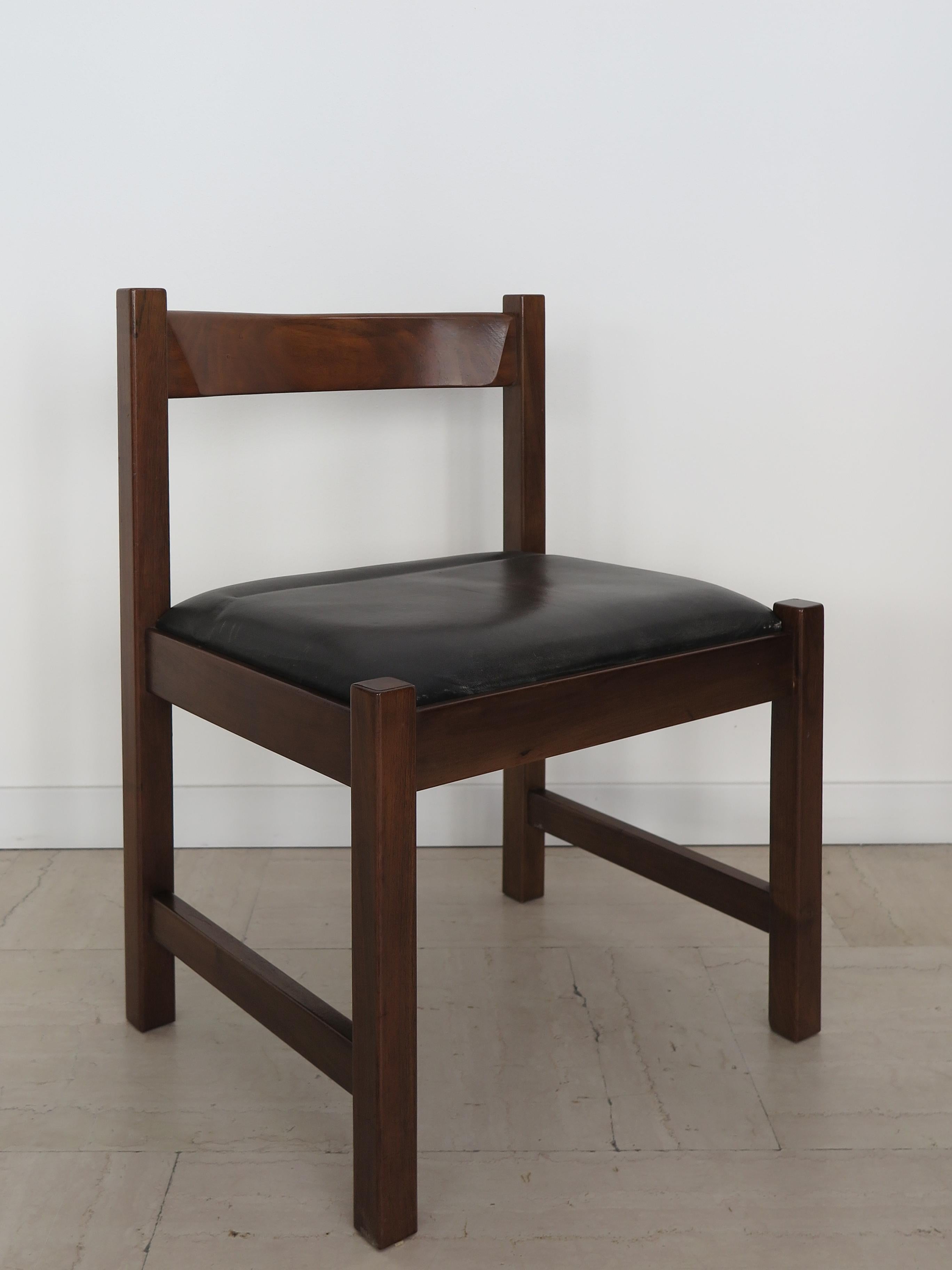 Mid-Century moderno G. Michelucci for Poltronova Italian Midcentury Wood Leather Dining Chairs 1960s in vendita